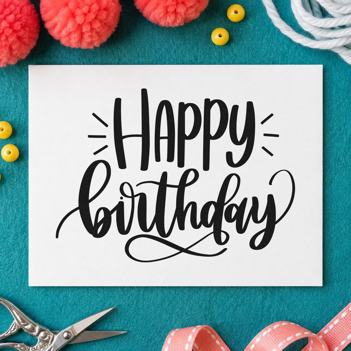 PSI Pre-Inked Happy Birthday Loop Flourished Lettering Stamp in use 3