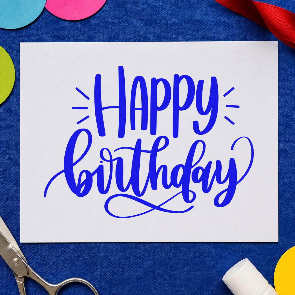 Happy Birthday Loop Flourished Lettering Duo Hand Stamp in use 5