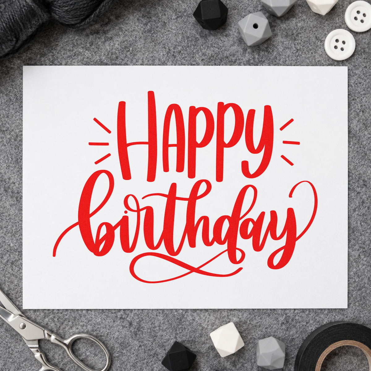 Happy Birthday Loop Flourished Lettering Duo Hand Stamp in use 7