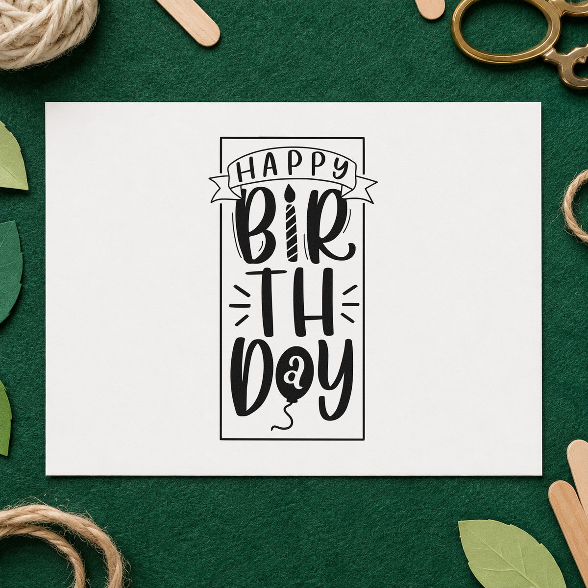 Happy Birthday Upright Banner Frame Self-Inking Craft Stamp in use 4