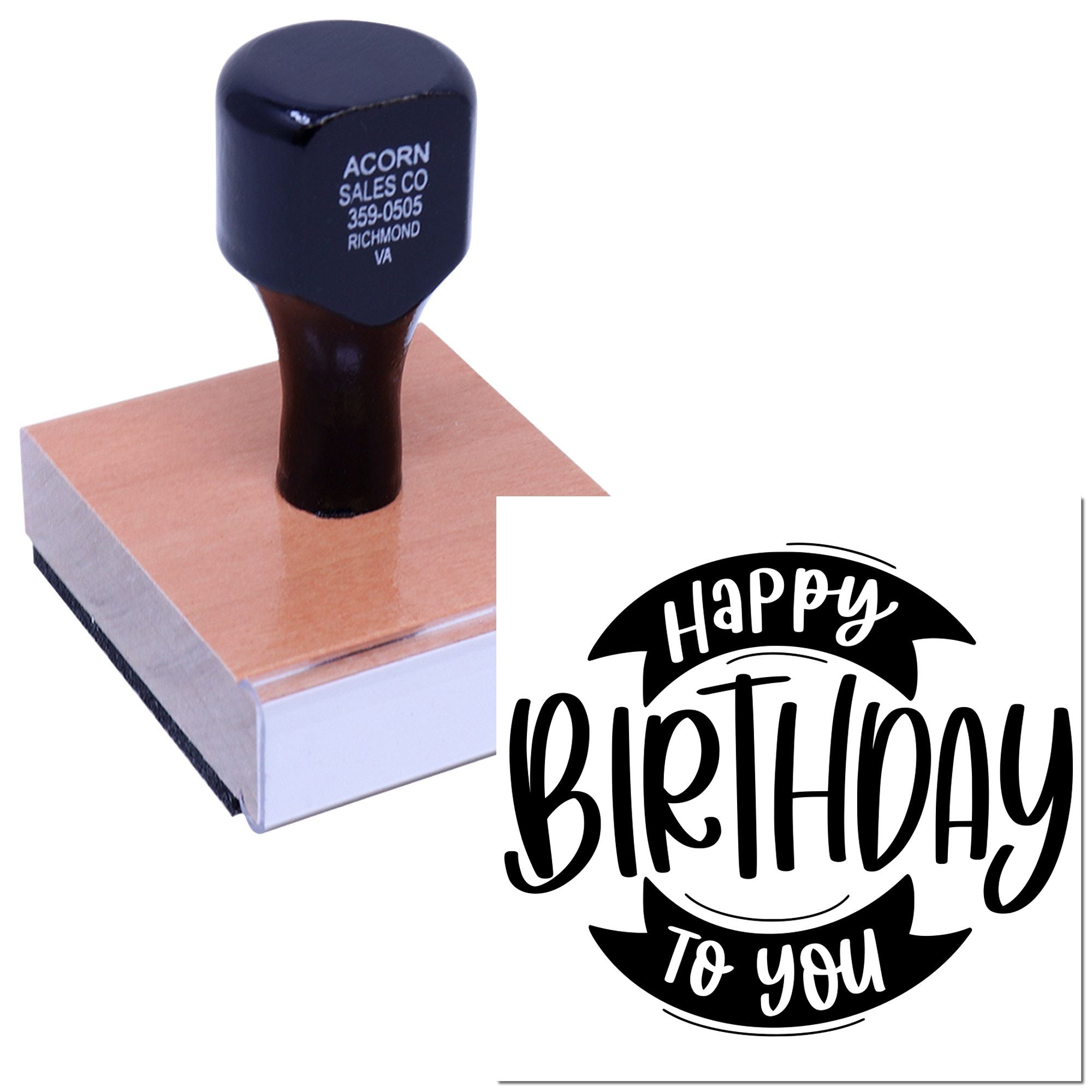 Custom Happy Birthday to You rubber stamp for birthday cards, invitations, and party favors.