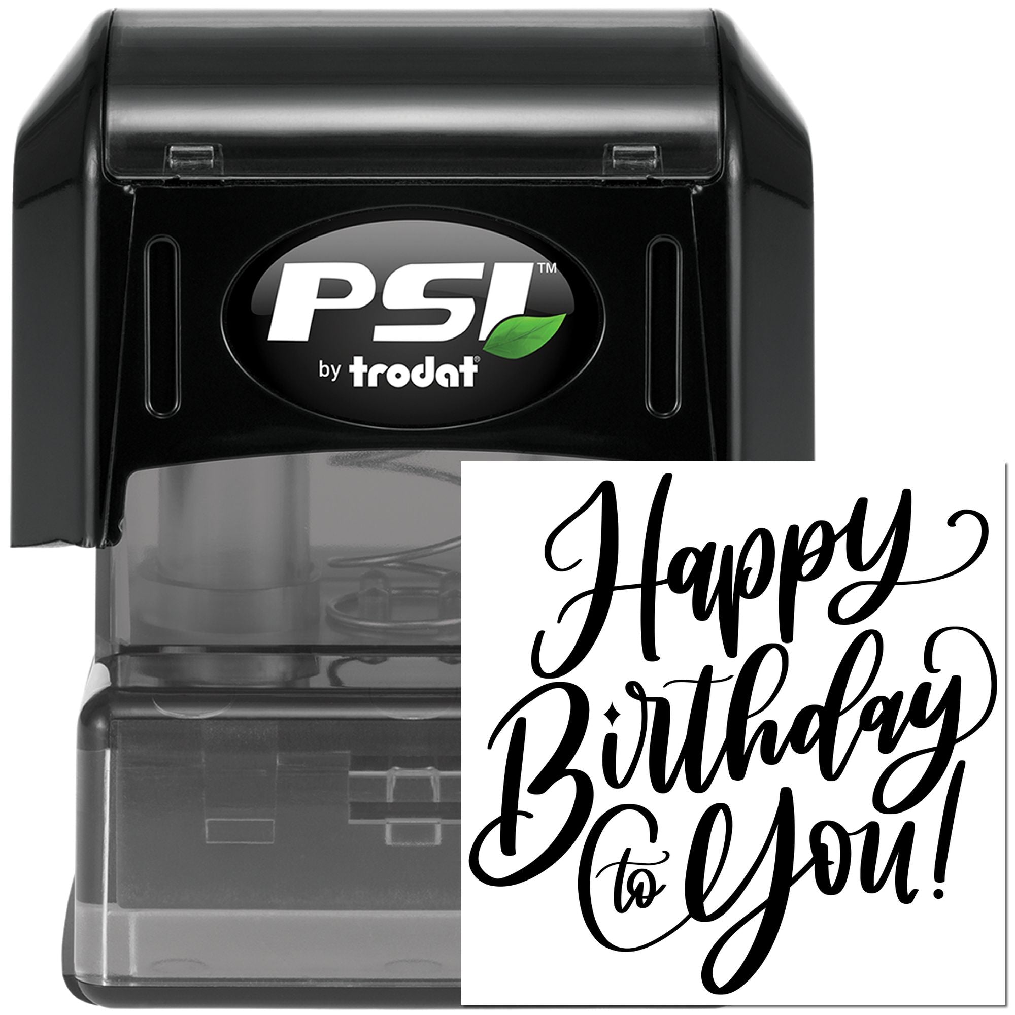 Happy Birthday to You custom self-inking rubber stamp, ideal for personalizing birthday cards, tags, and invitations.