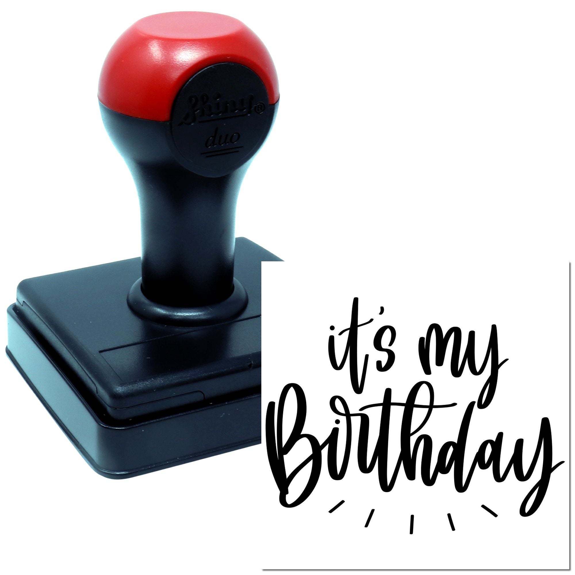 Birthday rubber stamp with self-inking handle and its my birthday impression for personal celebrations.