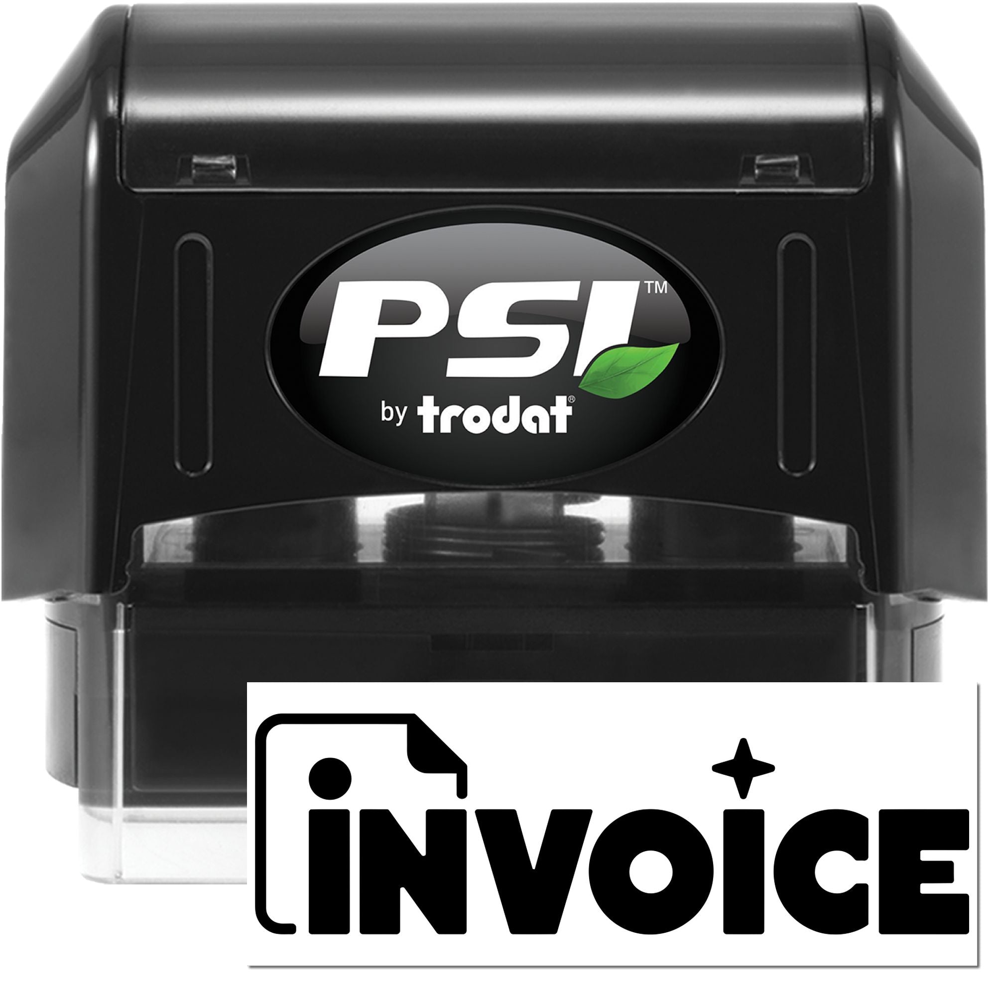 PSI by Trodat self-inking rubber stamp with invoice imprint for office billing and document processing