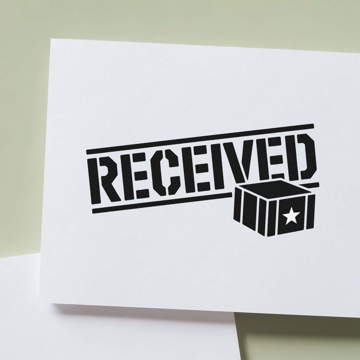 Received rubber stamp imprint on white paper, ideal for office mailroom document processing and approval tracking.