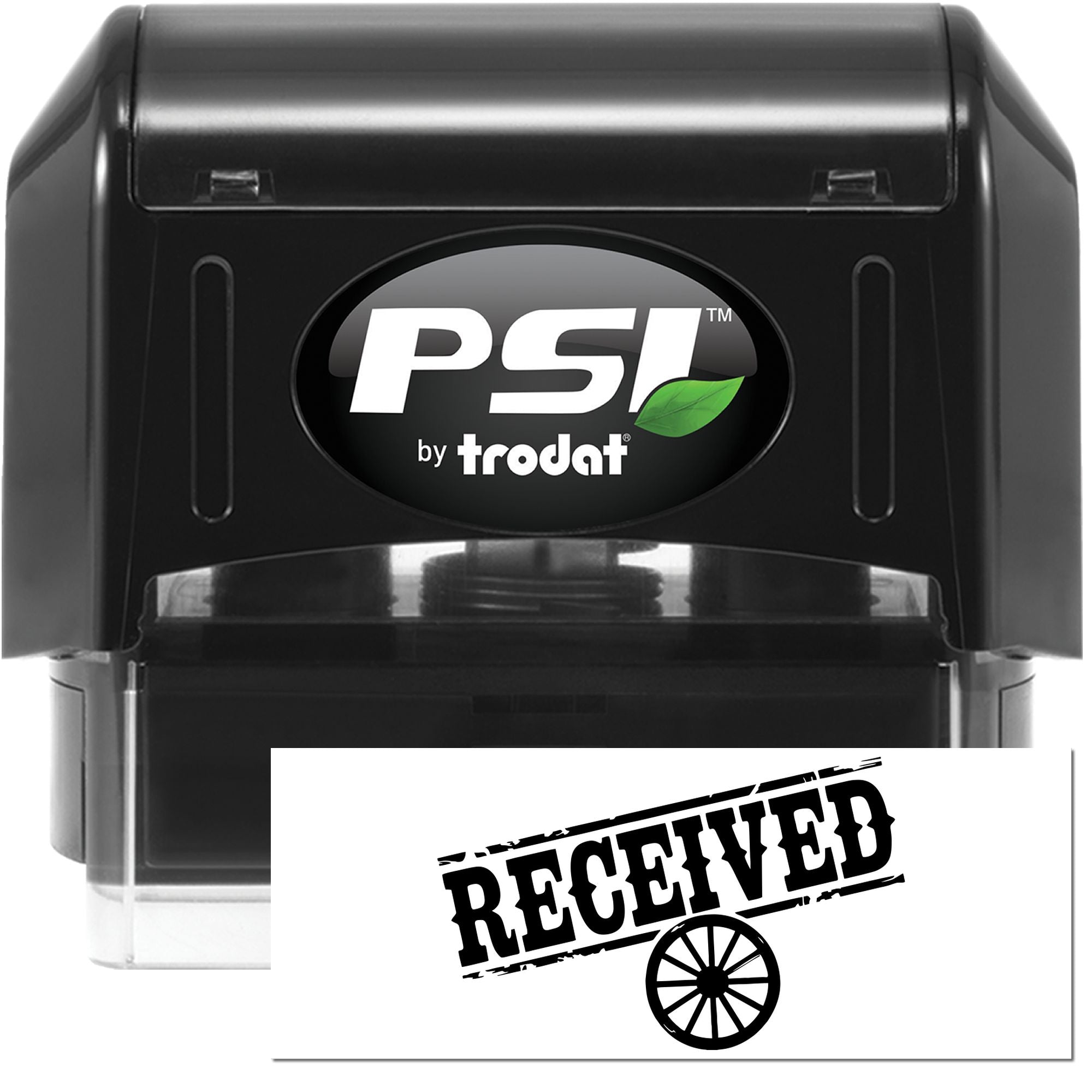 PSI by Trodat self-inking rubber stamp with RECEIVED imprint for mailroom and office document processing