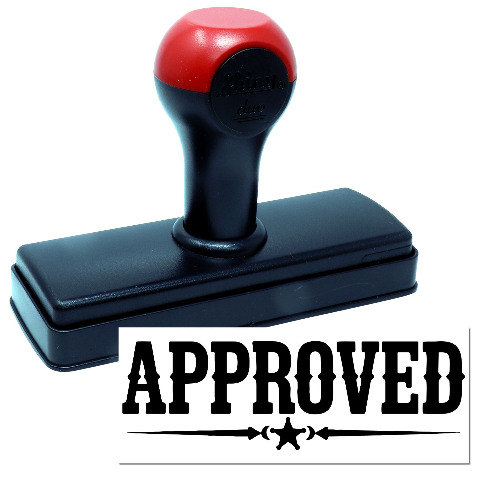 Self-inking approved rubber stamp for office document approval and record marking