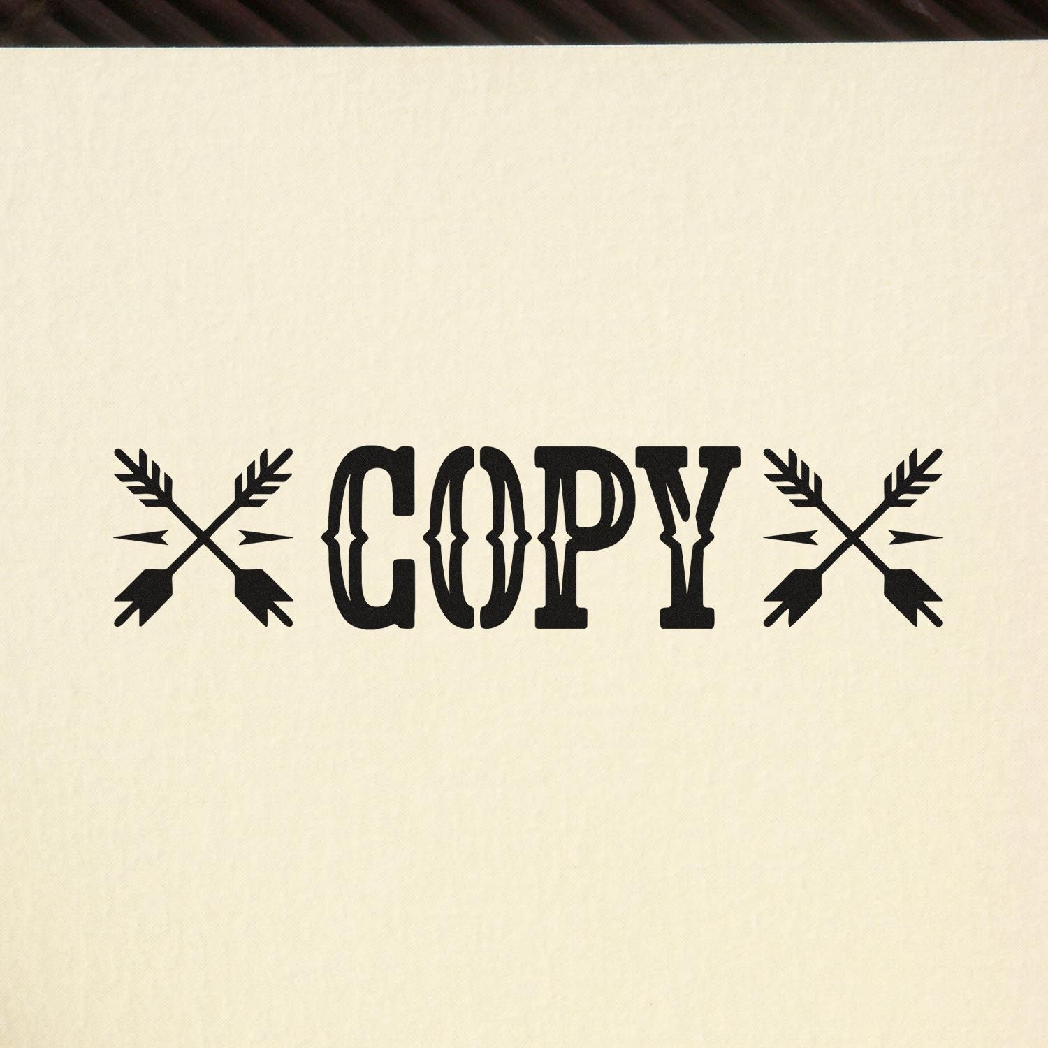COPY rubber stamp design with crossed arrows, bold vintage-style office mark for duplicate documents