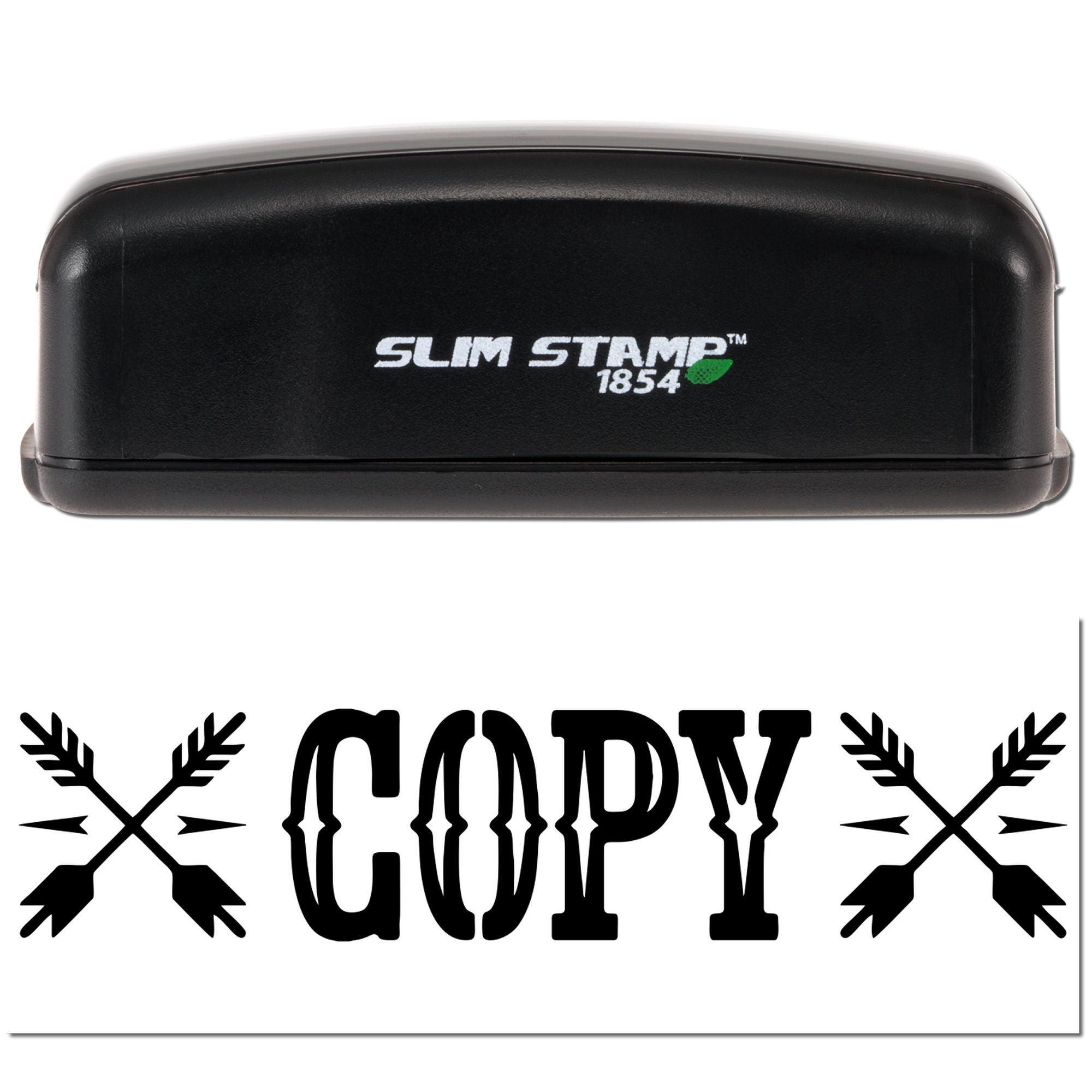 Slim Stamp 1854 rubber stamp with bold COPY impression and arrows for document marking