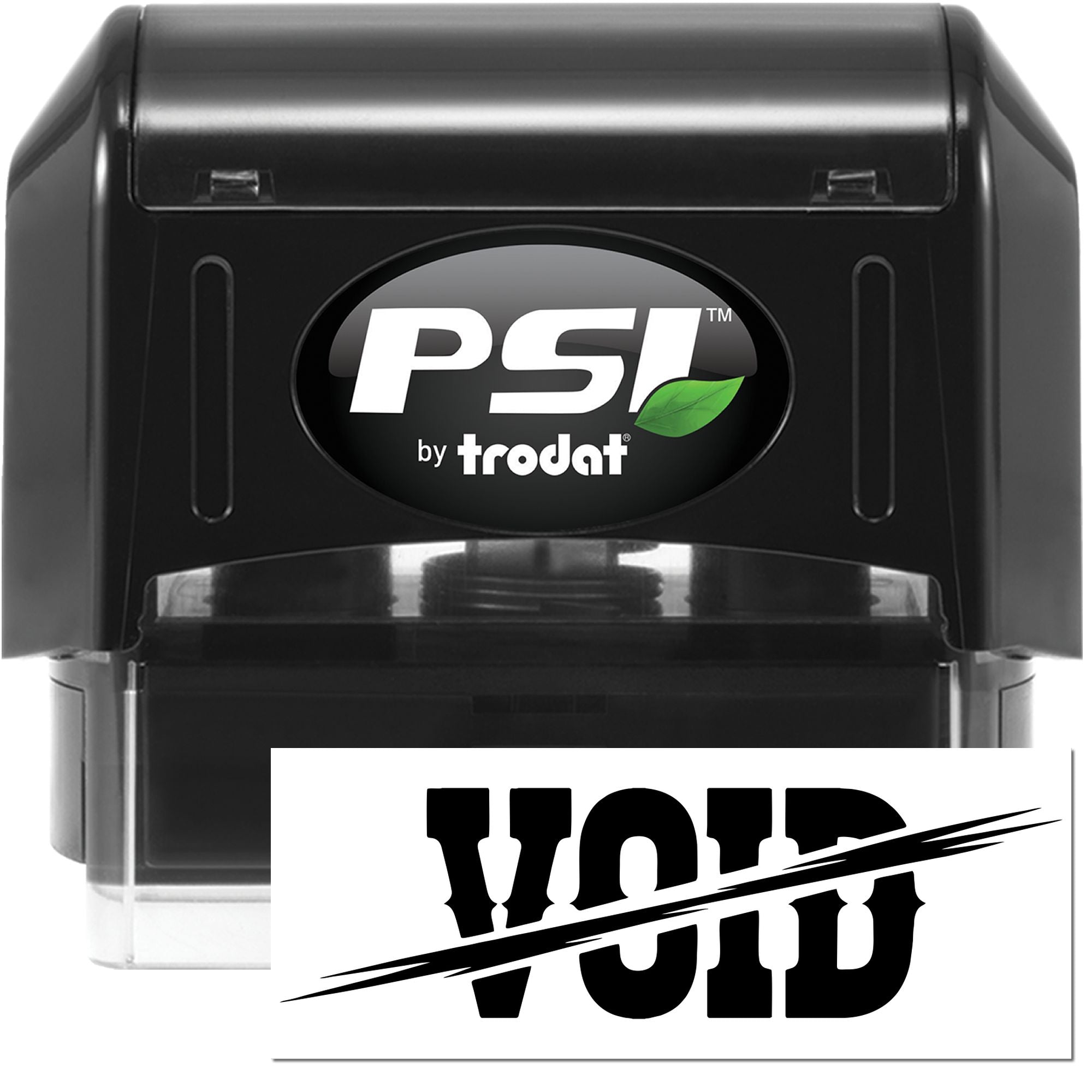 PSI by Trodat self-inking rubber stamp with bold VOID imprint for document security and file control.