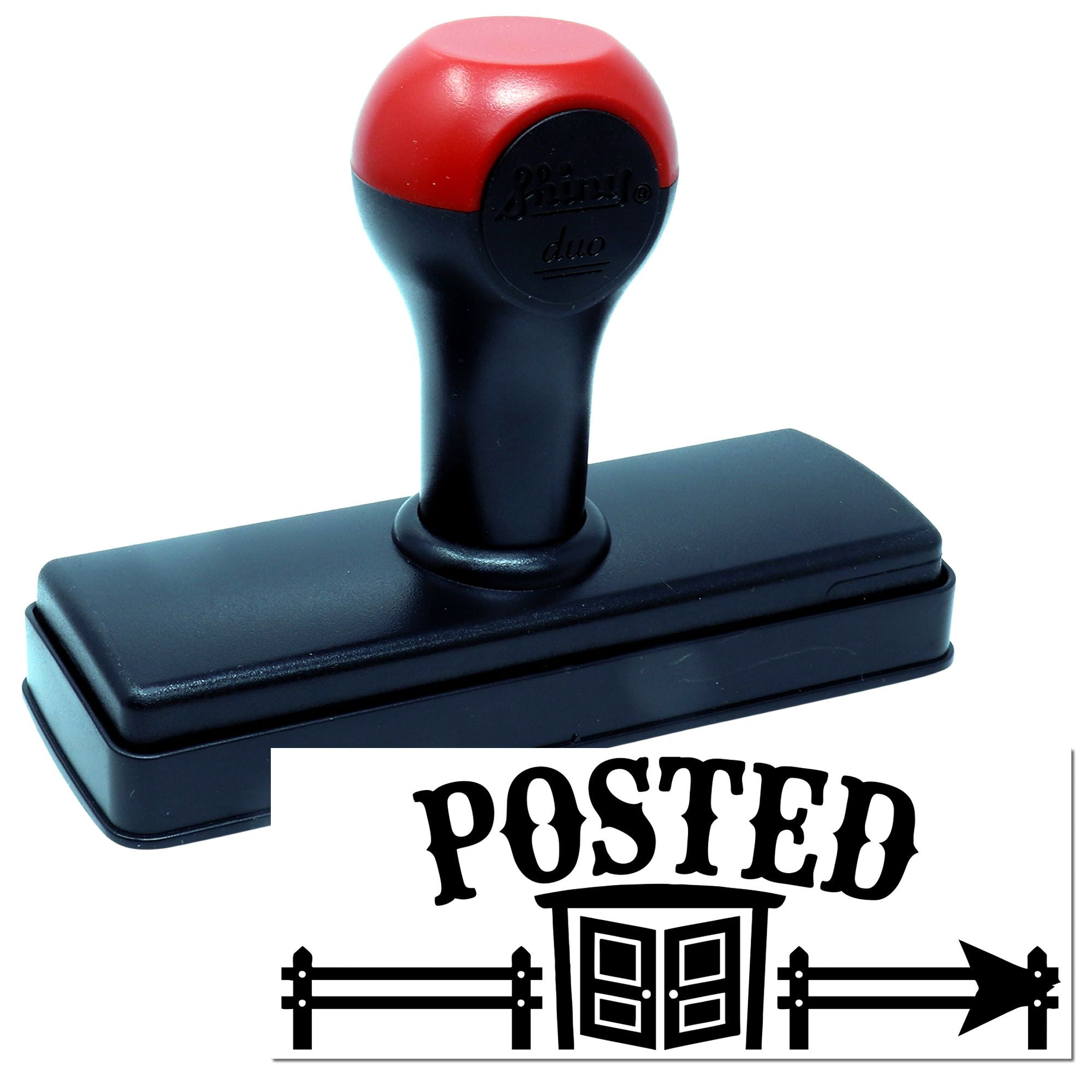 Self-inking rubber stamp with POSTED western design, ideal for marking signs, notices, and farm or property boundaries.