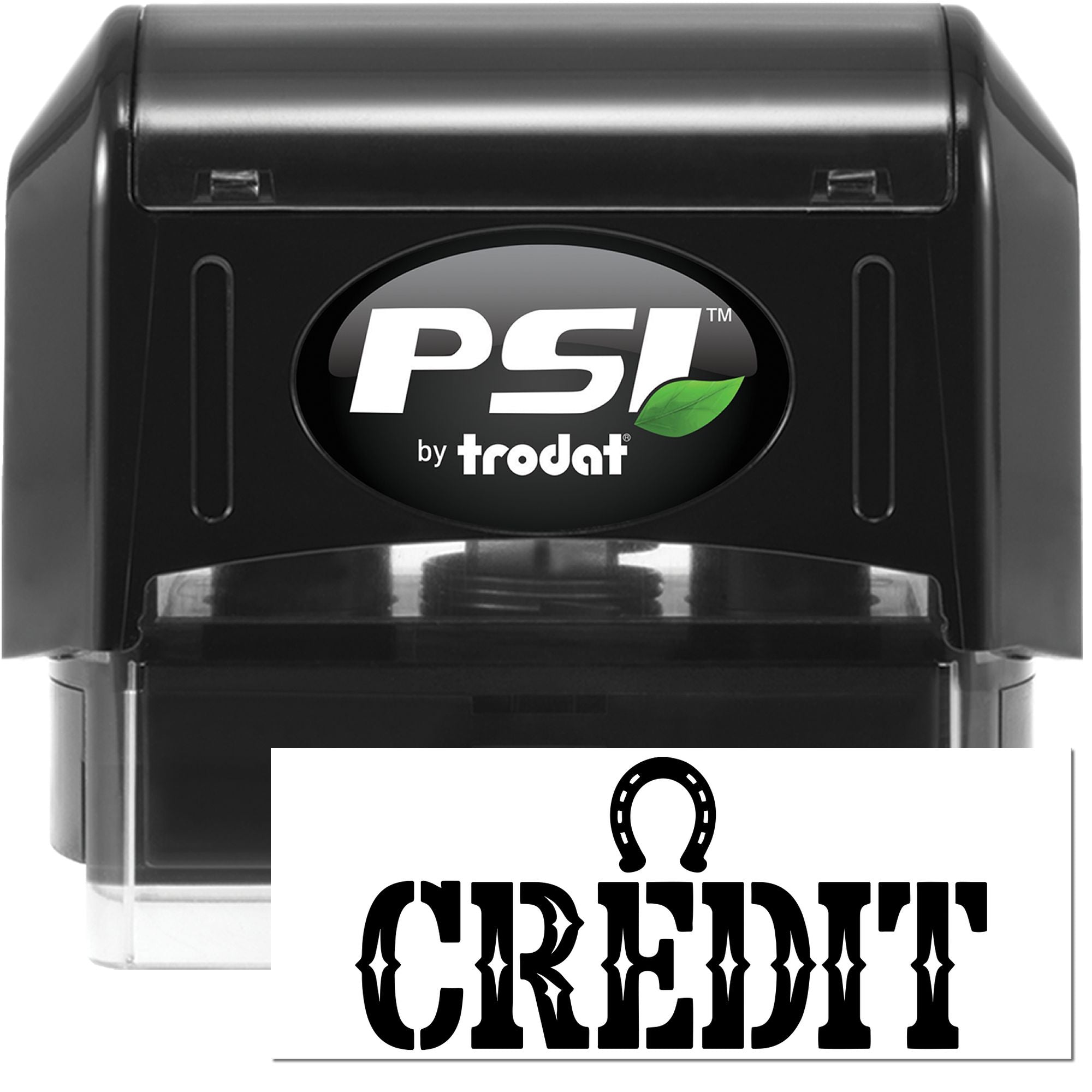 PSI by Trodat self-inking rubber stamp with custom CREDIT imprint for office and accounting use