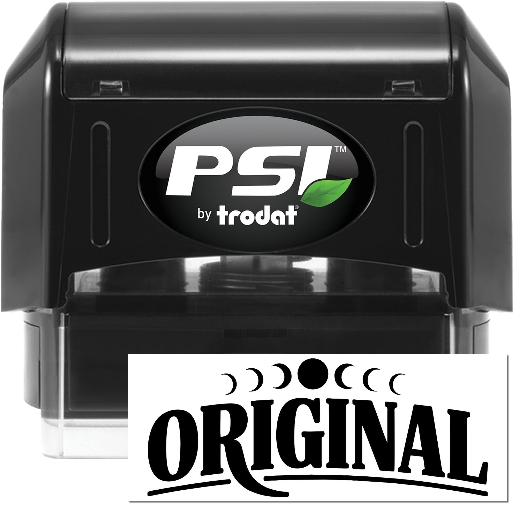 PSI by Trodat self-inking rubber stamp with Original logo imprint for custom business and branding use