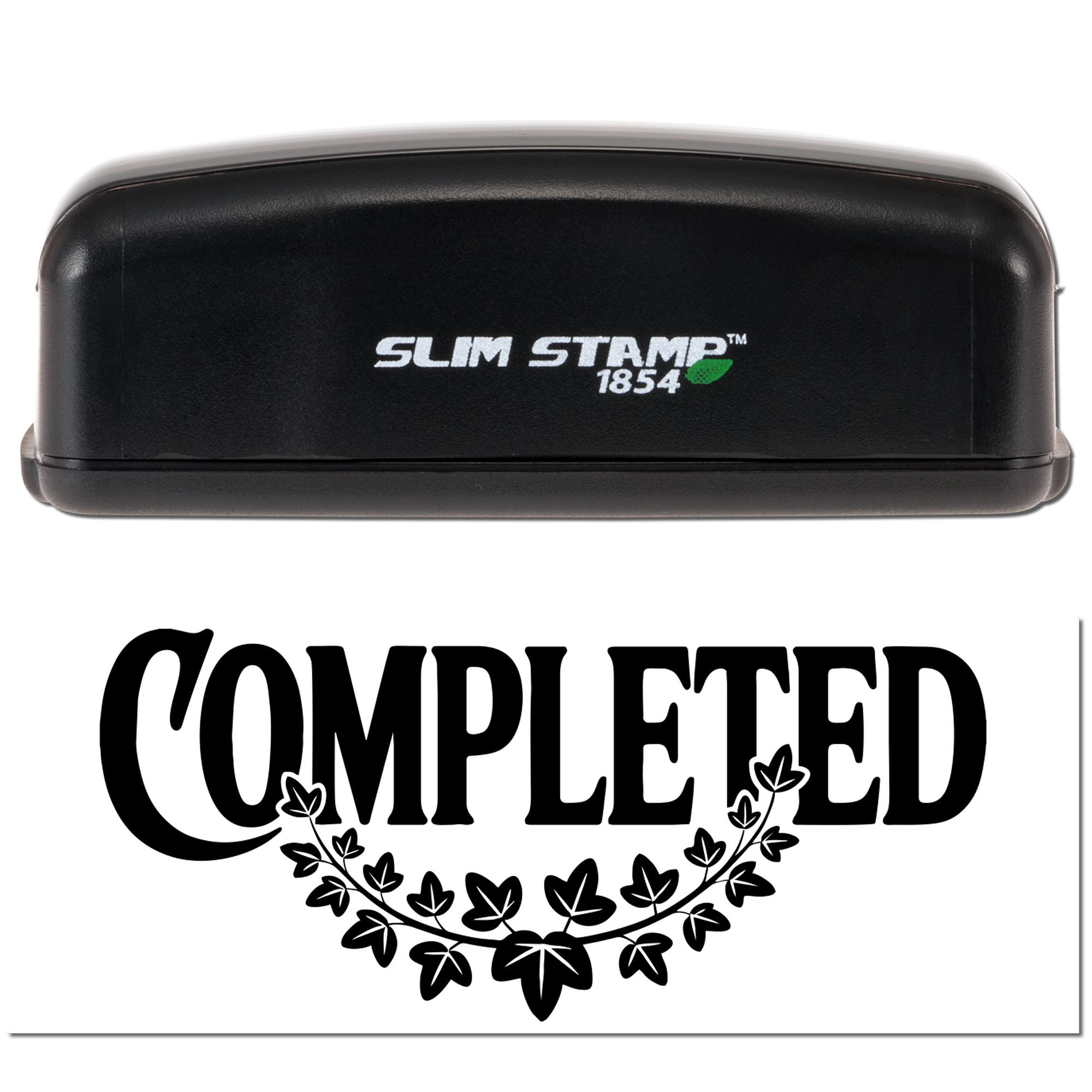 Slim Stamp 1854 rubber stamp with Completed design, ideal for marking documents approved or finished.