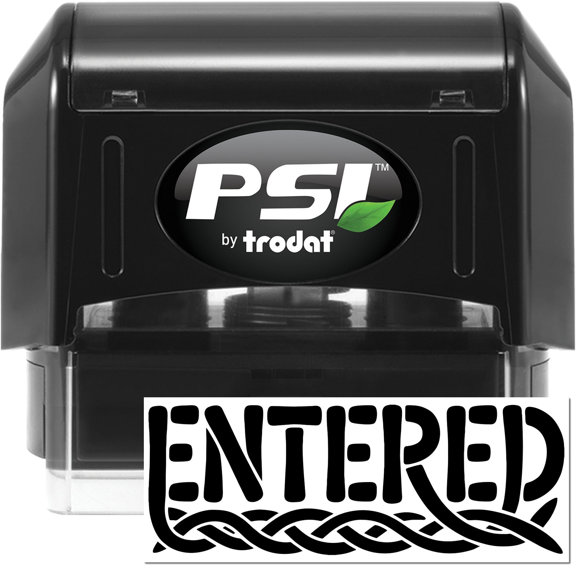 PSI by Trodat self-inking rubber stamp with ENTERED imprint for office document processing