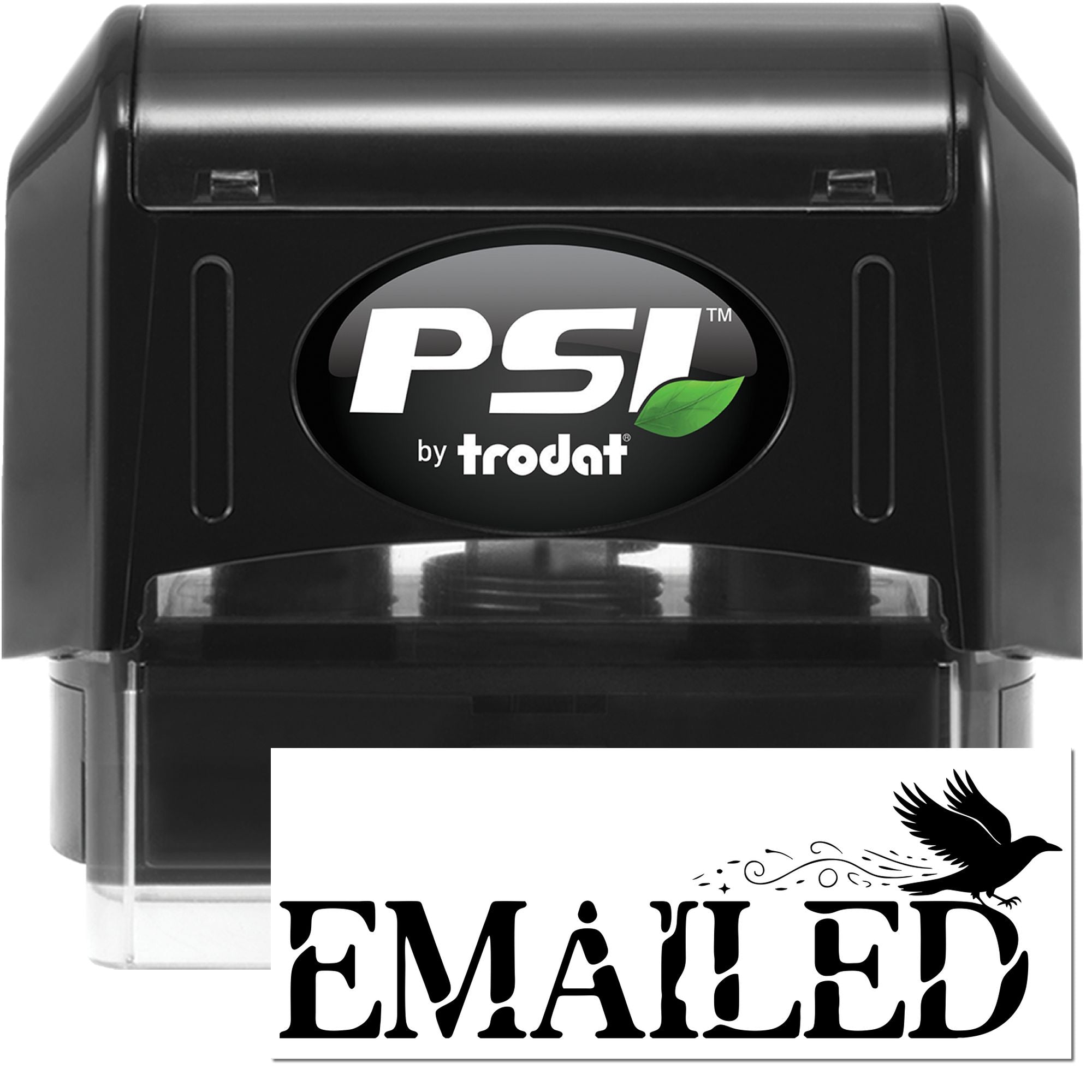 Self-inking PSI by Trodat custom rubber stamp with EMAILED imprint for fast document processing.