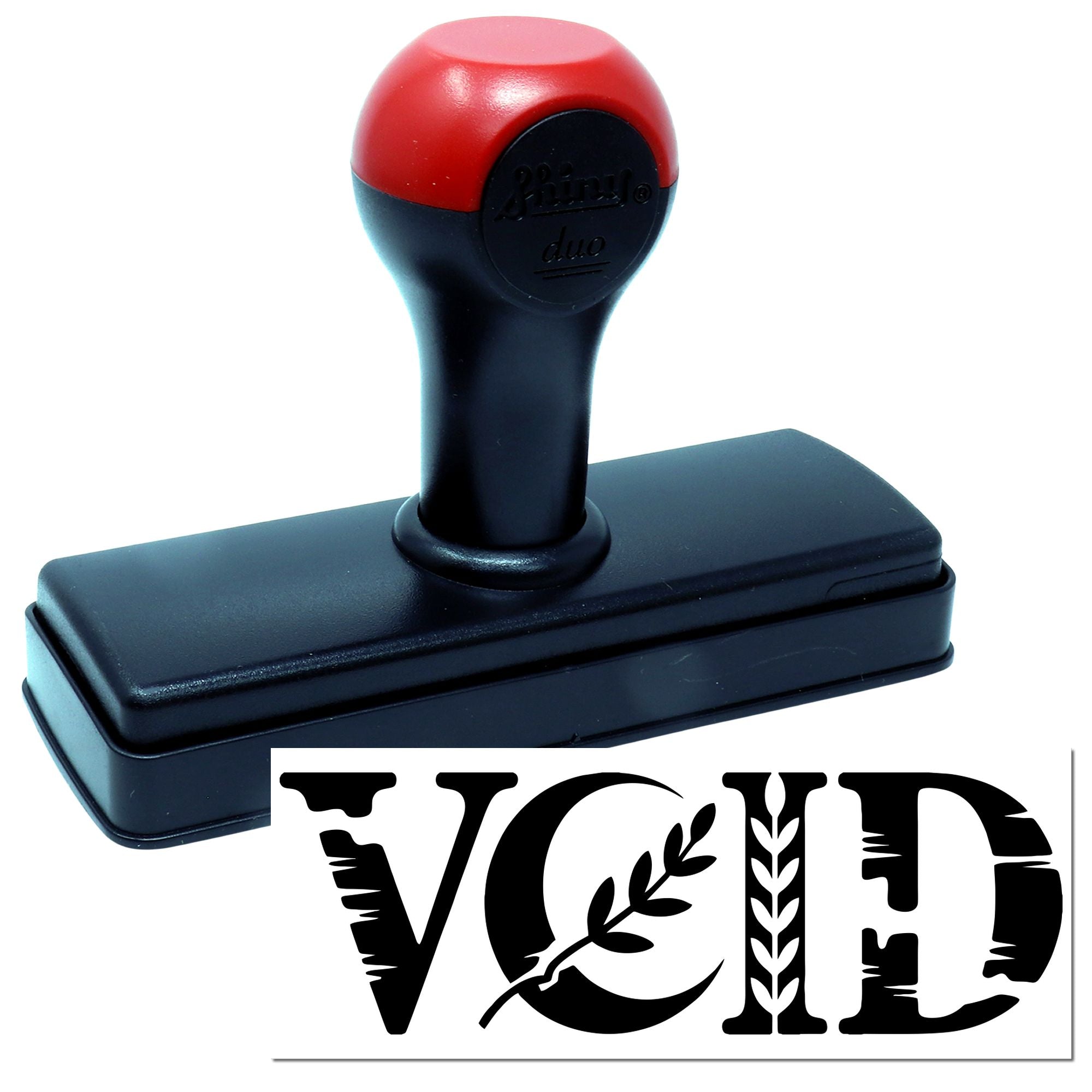 Self-inking custom VCD rubber stamp with decorative monogram for office, craft, or branding use