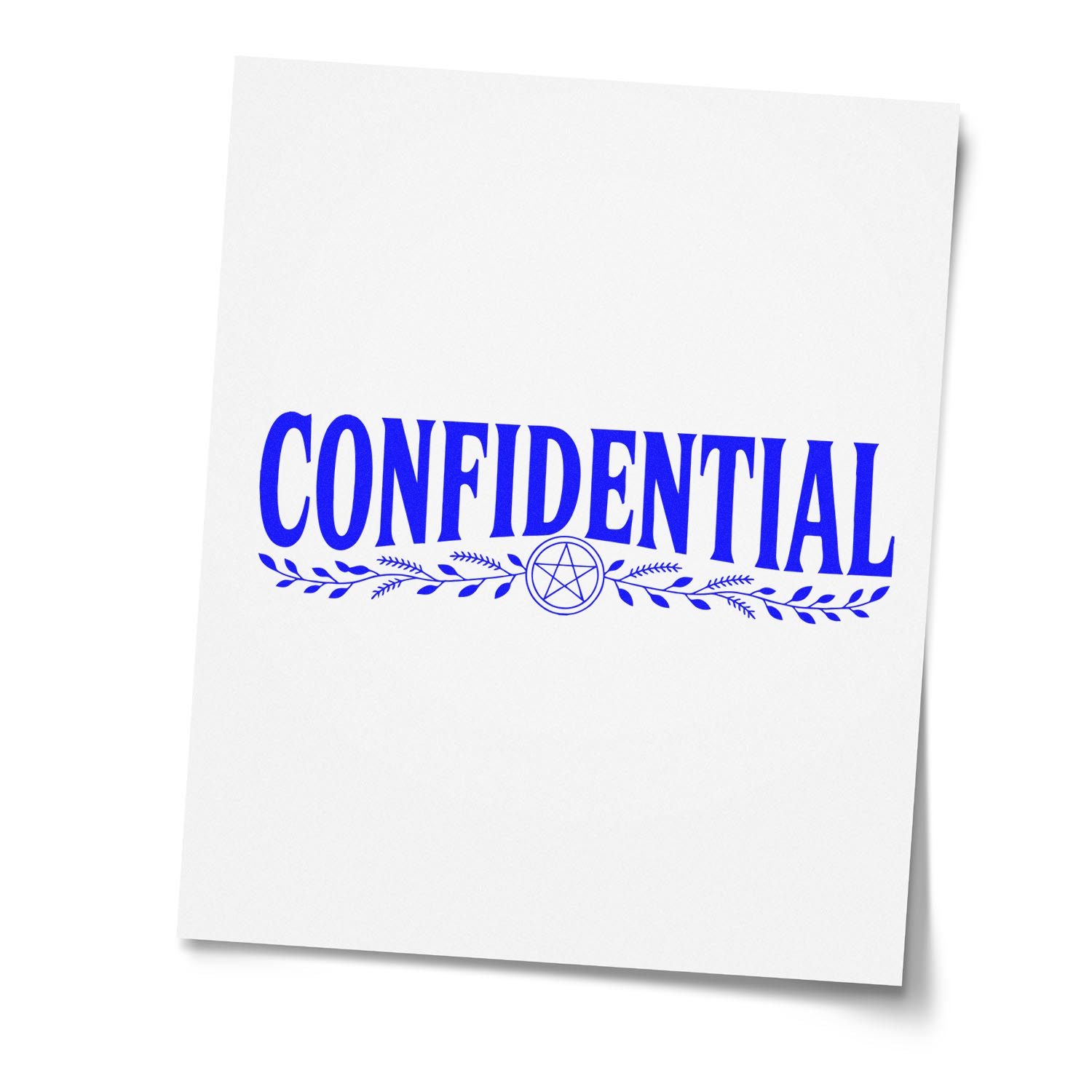 Confidential rubber stamp impression in blue on white paper, ideal for marking office documents and private files.