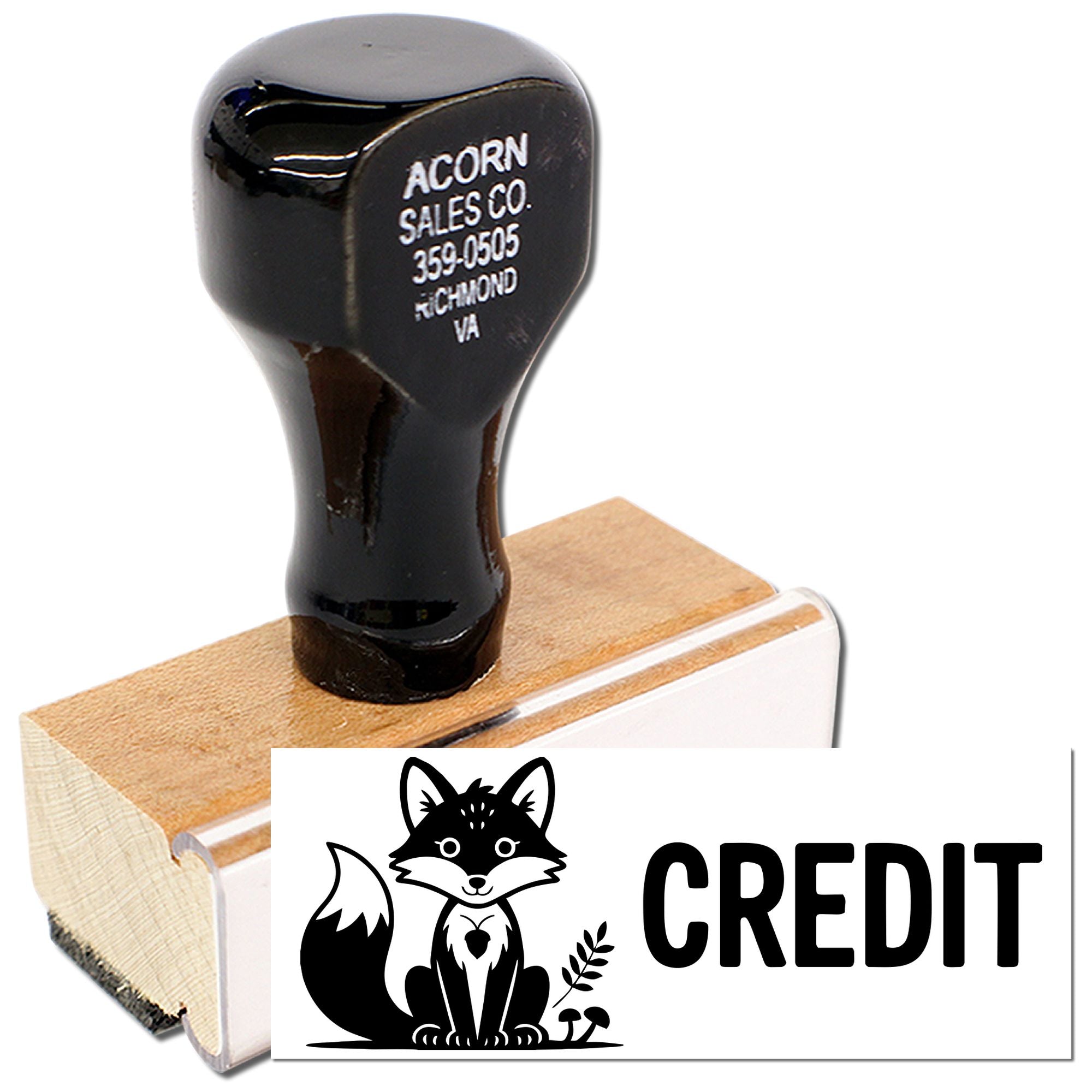 Fox credit rubber stamp for business invoices, accounting, and branding.