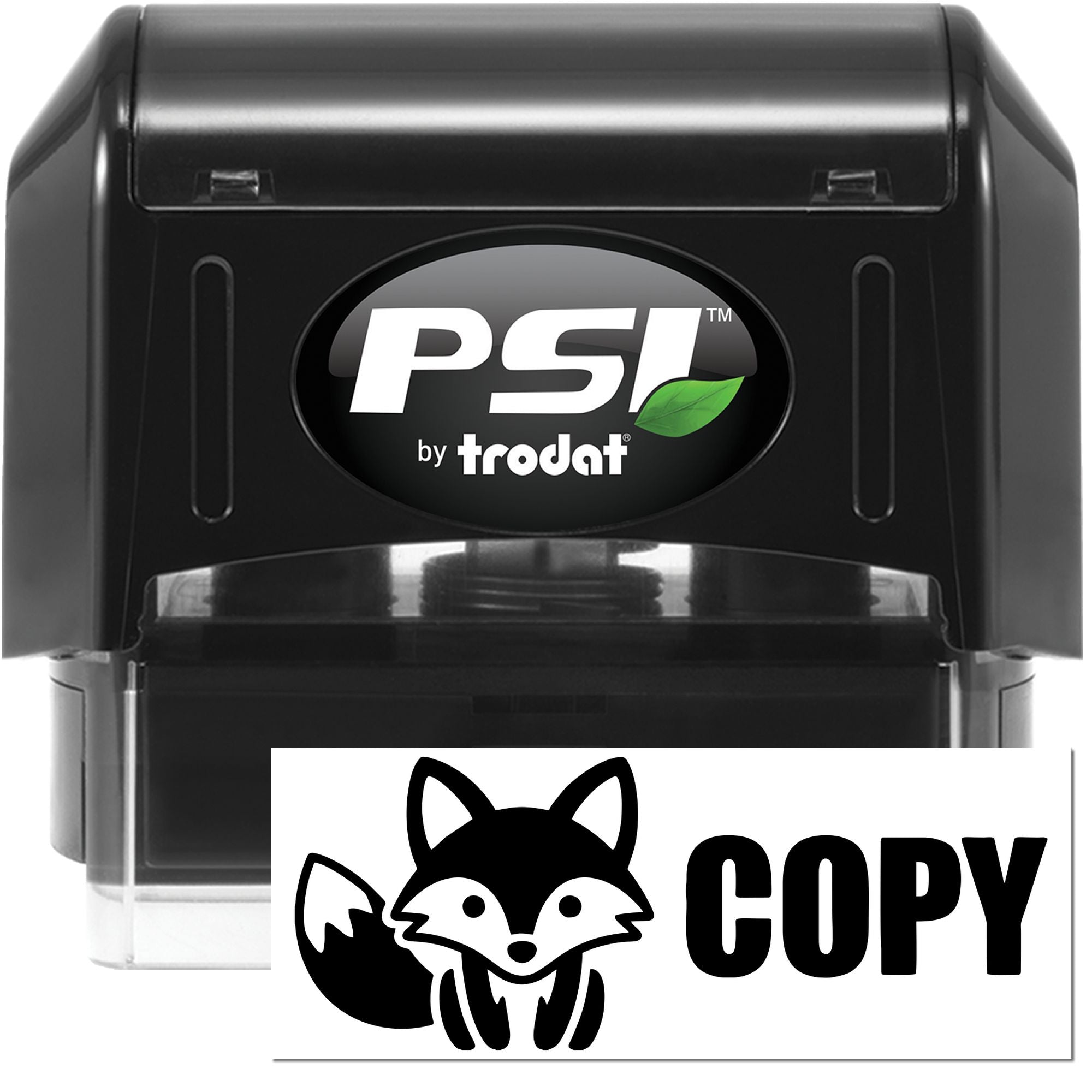 PSI Trodat self-inking rubber stamp for copies, with fox logo and bold COPY imprint