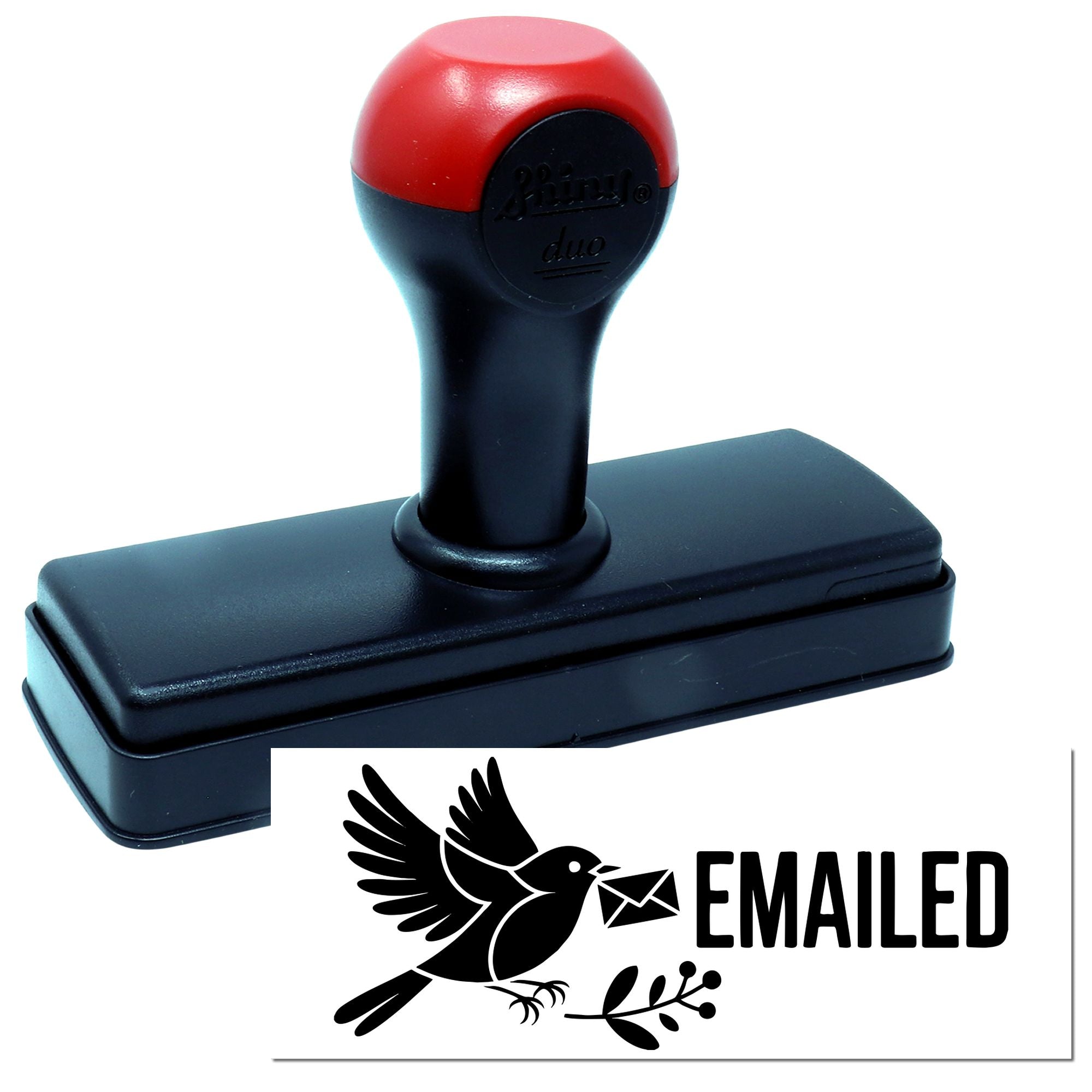 Self-inking rubber stamp with Emailed imprint for office document tracking and mail processing