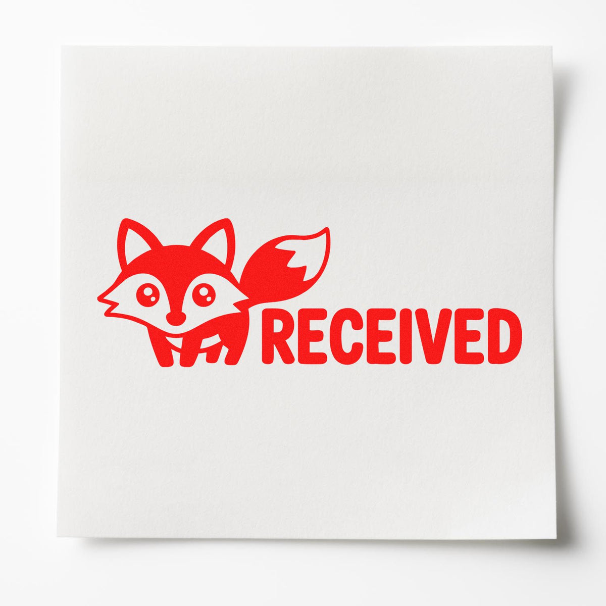 Red fox-themed Received rubber stamp design for office mail and document processing.