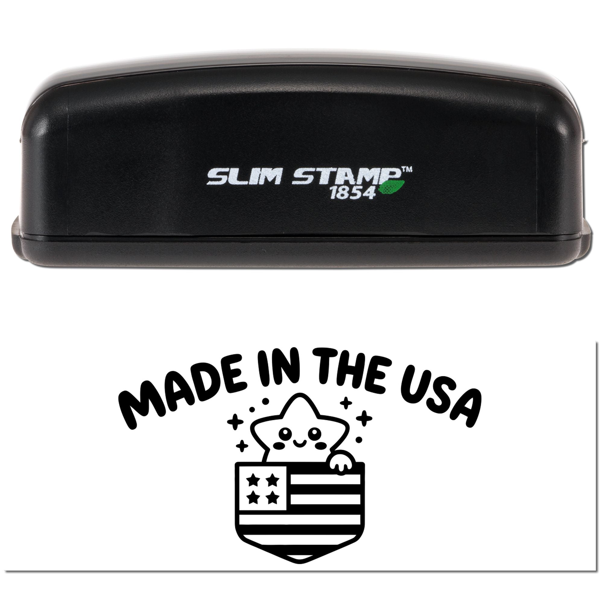 Patriotic Star Shield Warehouse Labeling Slim Pre-Inked Stamp