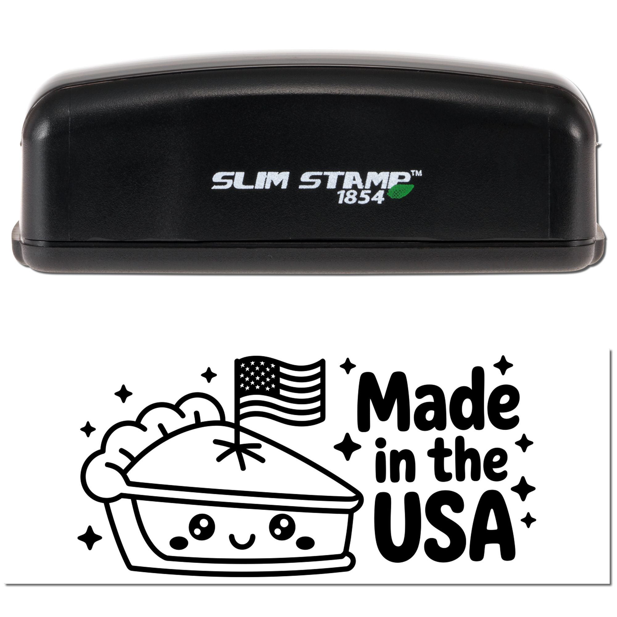 Patriotic Pie Charm Carton Label Slim Pre-Inked Stamp