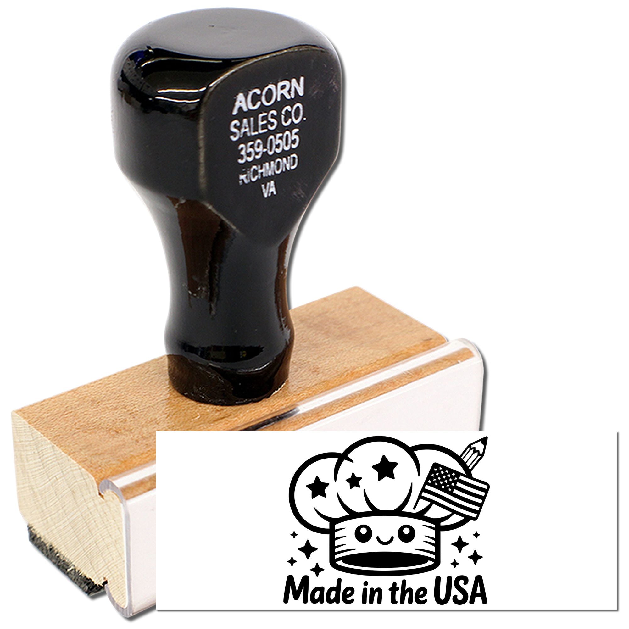 Patriotic Chef Charm Labeling Compliance Wood Handle Stamp