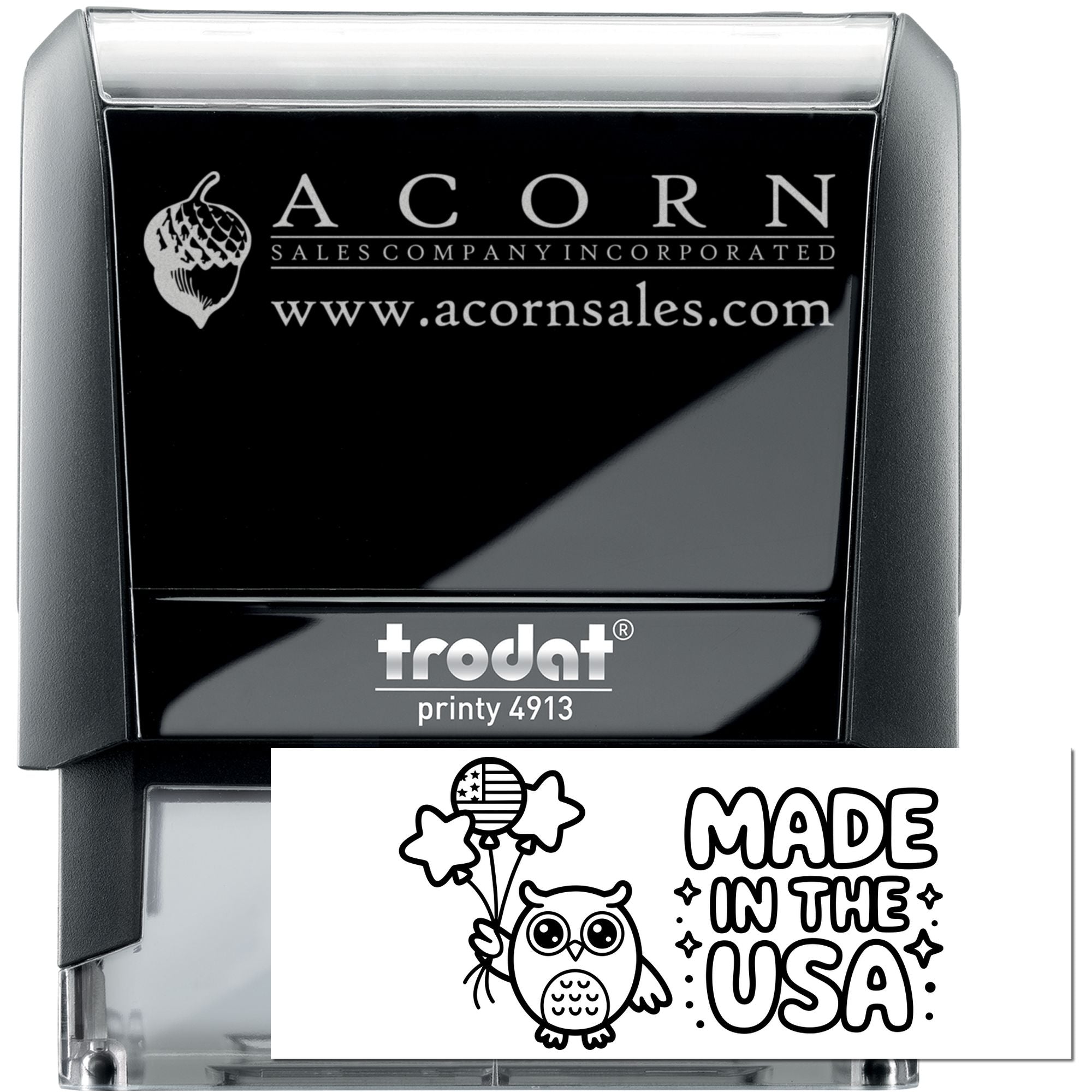 Americana Owl Charm Import Marking Self-Inking Stamp