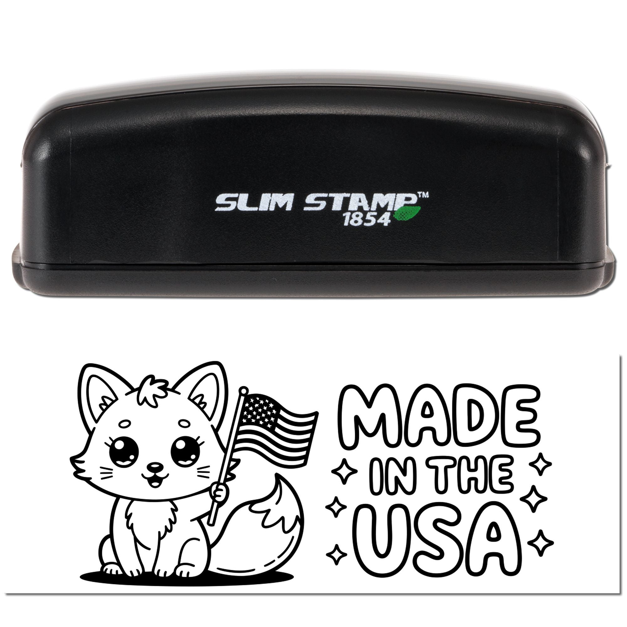 American Flag Fox Logo Slim Pre-Inked Stamp