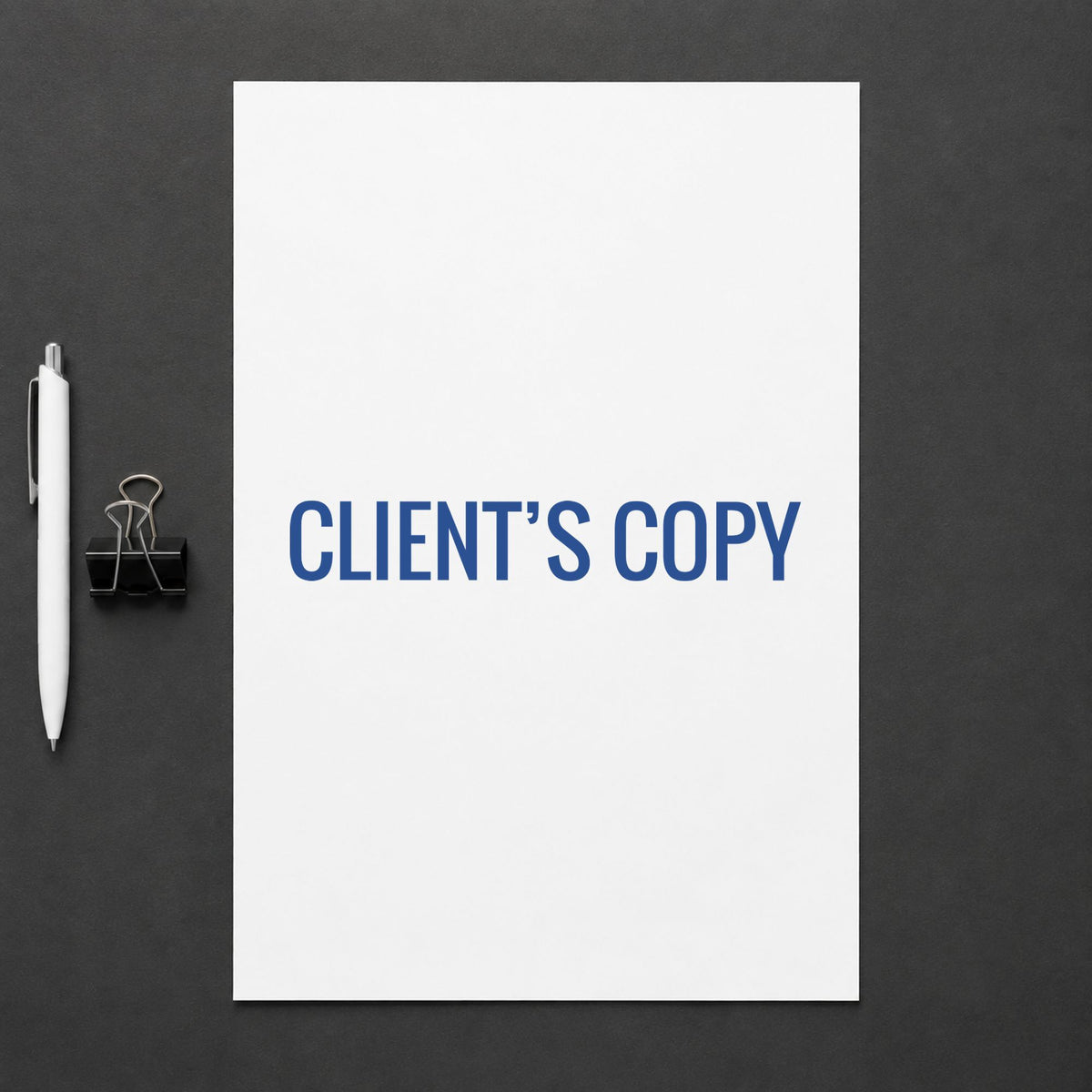 Crisp "Client's copy" imprint produced by the Client's Copy Stamp For Document Distribution
