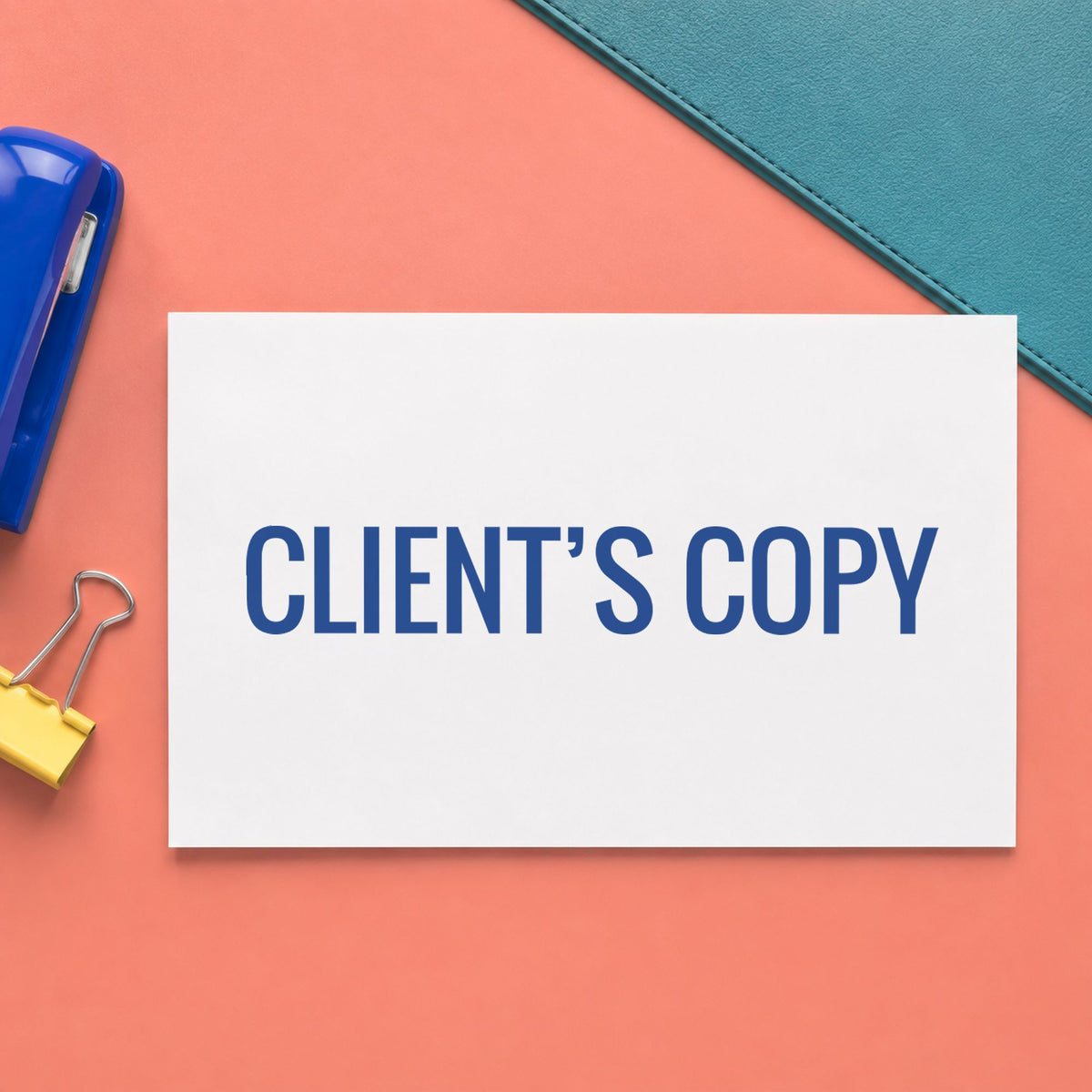 "Client's copy" impression shown close up, rectangular imprint at 1/2 x 1-5/8 in