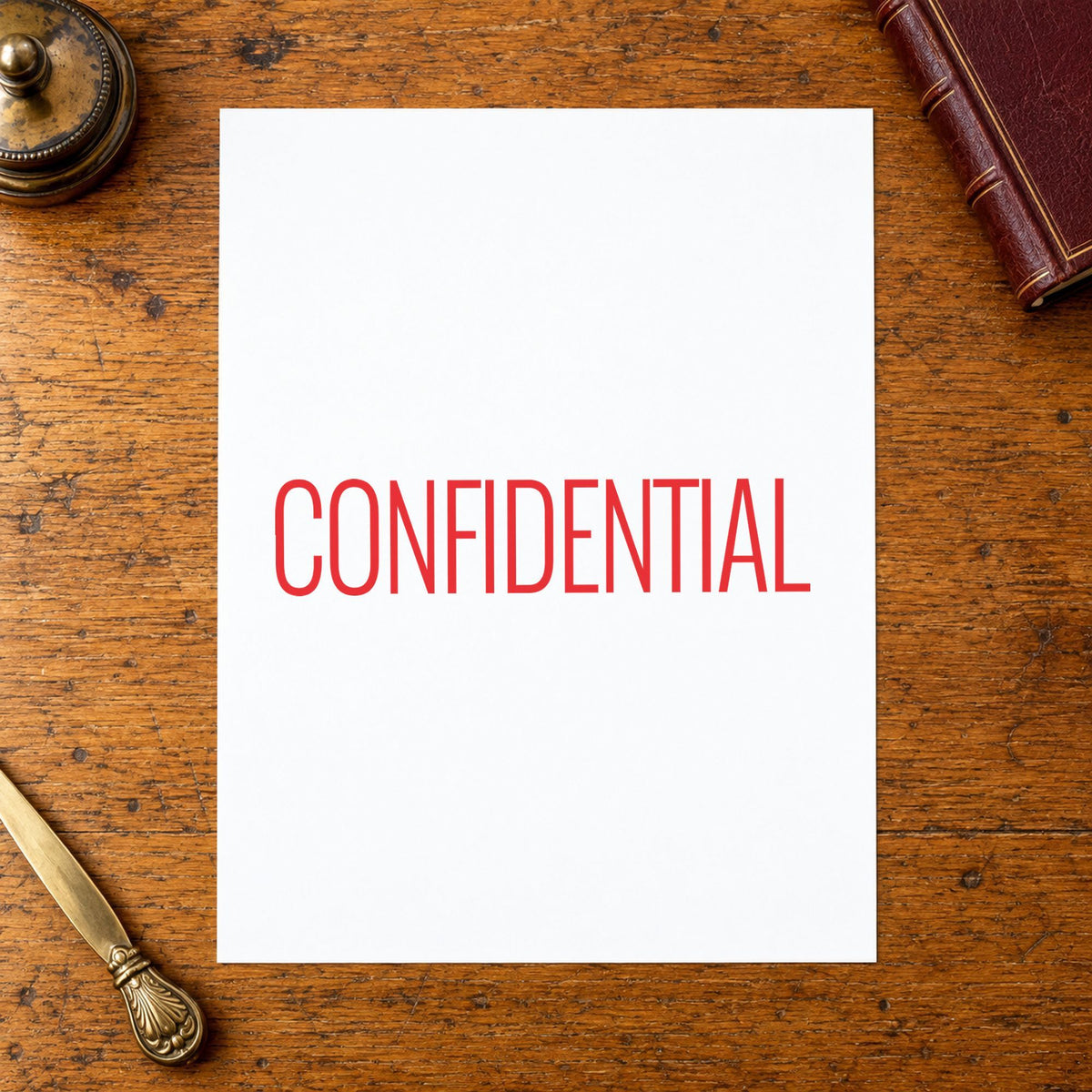Crisp "Confidential" imprint produced by the Red Confidential File Stamp