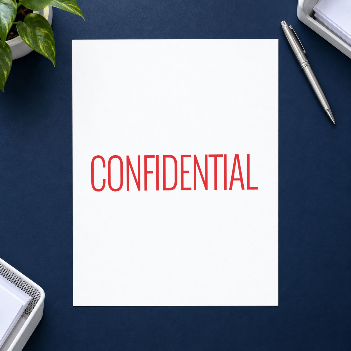 Red Confidential File Stamp leaving a clean "Confidential" impression