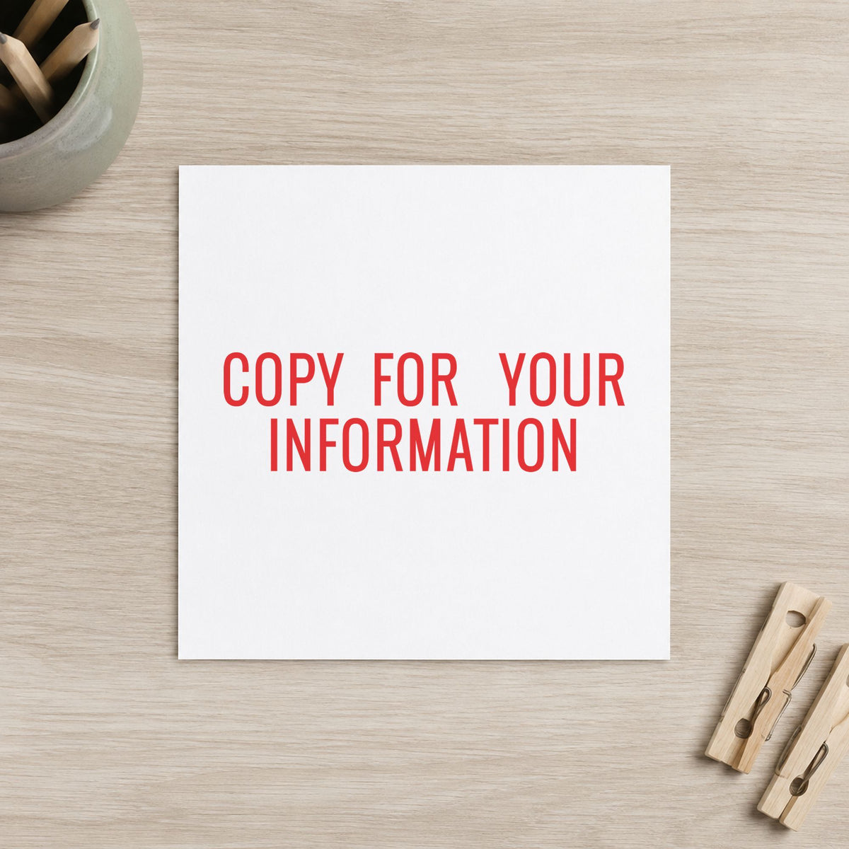 "Copy for your information" imprint stamped on a document with the Xstamper Copy For Your Information Stamp