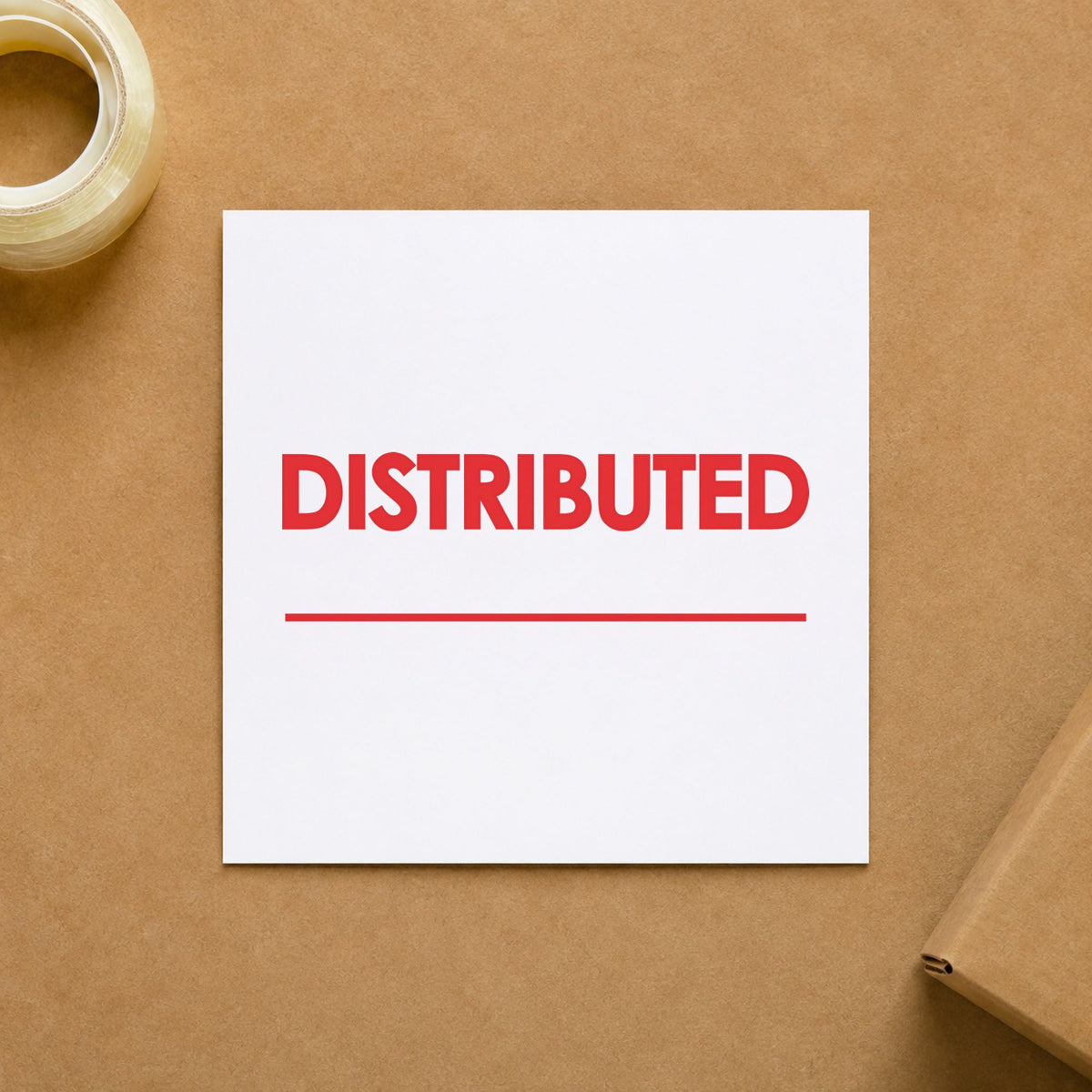 "Distributed" stamp impression made with pre-inked Xstamper 1215