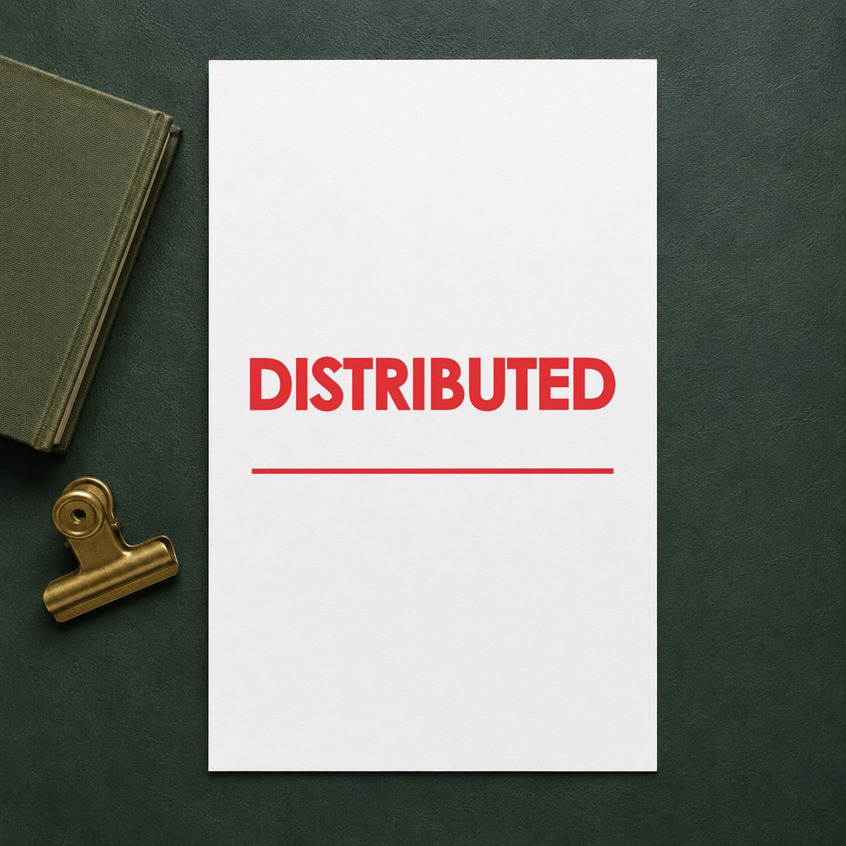 Crisp "Distributed" imprint produced by the Distributed Document Stamp