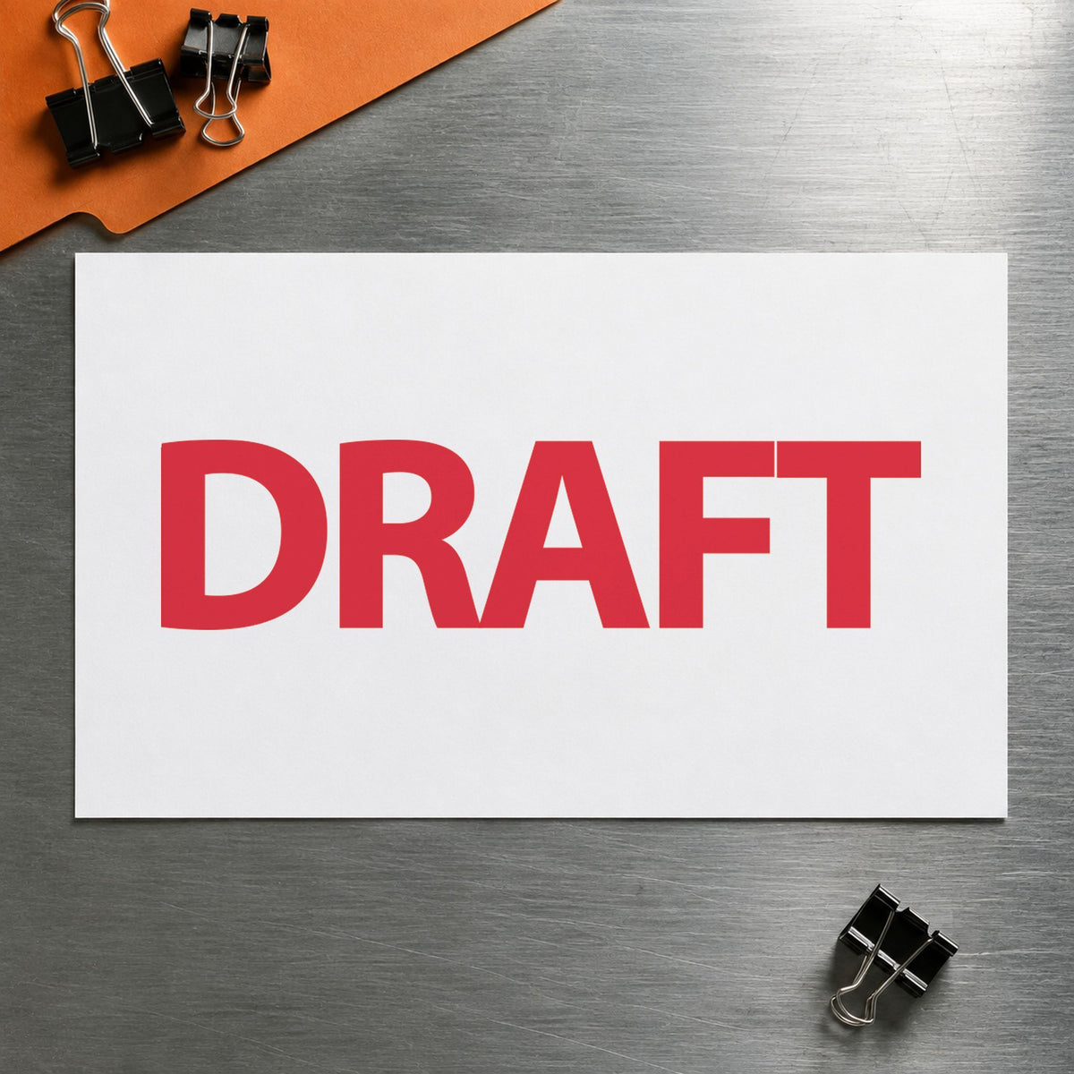"Draft" imprint from fixed stock wording, no customization needed