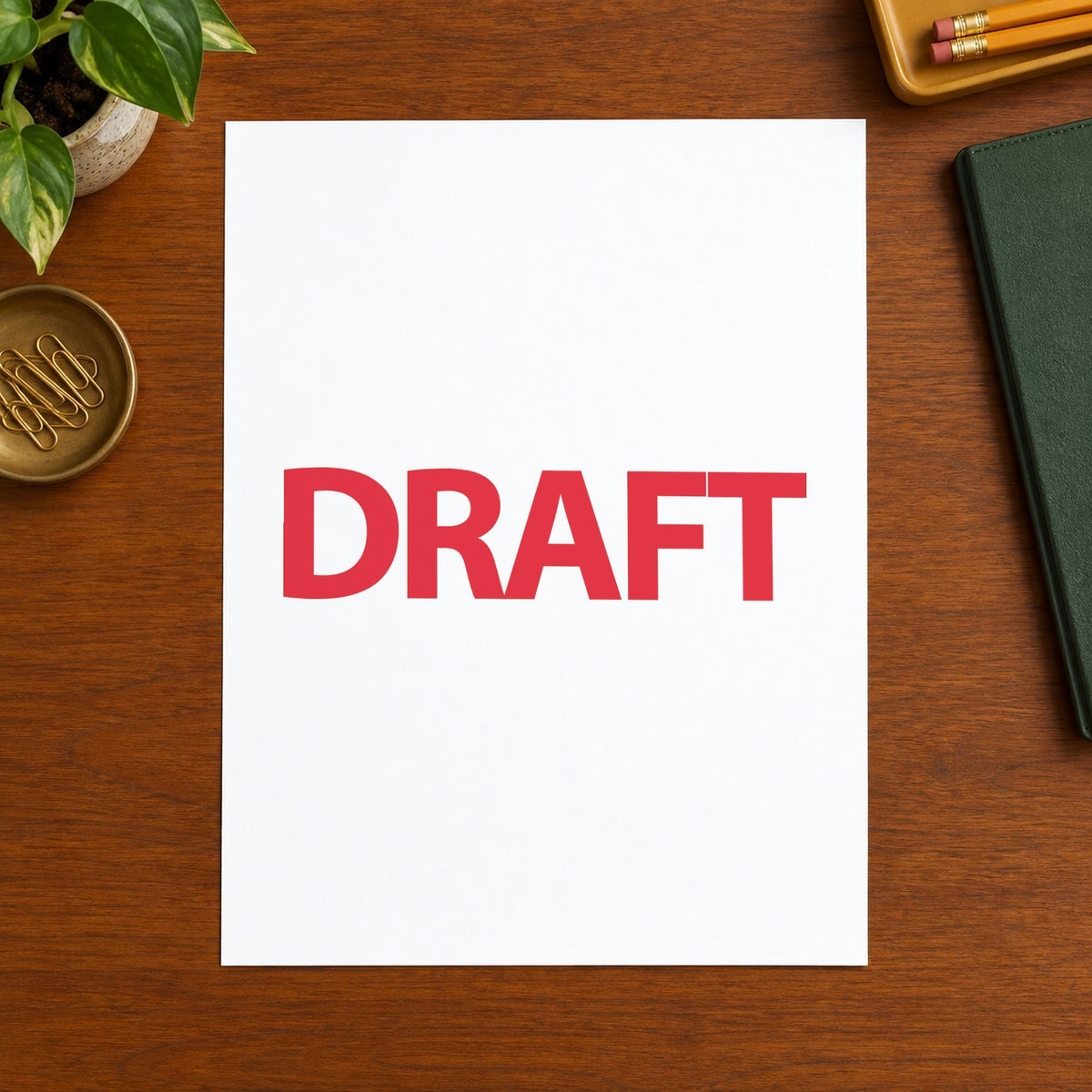Crisp "Draft" imprint produced by the Draft Stamp For Document Review – Red Pre-Inked Xstamper
