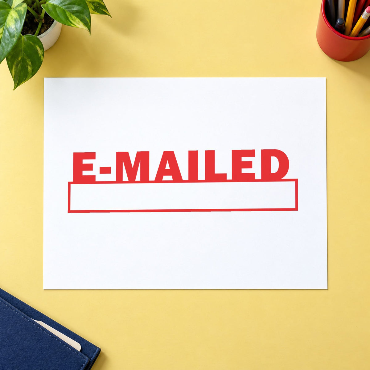 "E-mailed" mark added to paperwork with a pre-inked Xstamper stamp