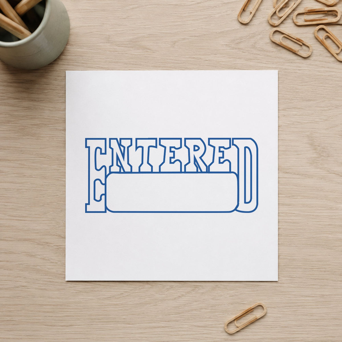 Xstamper Date Entered Stamp leaving a clean "Date entered" impression