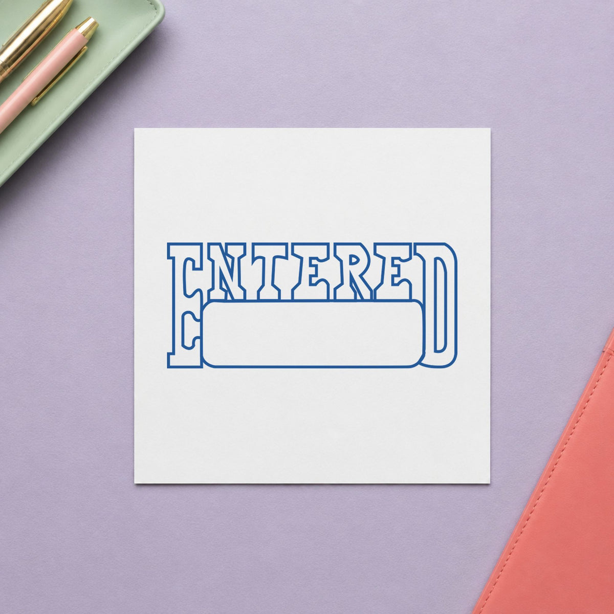 "Date entered" stamp mark in everyday office use, Xstamper 1205