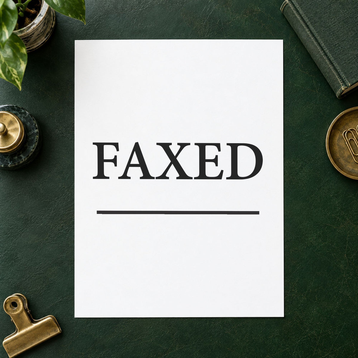 Crisp "Faxed" imprint produced by the Xstamper Faxed Document Stamp – Black Pre-Inked