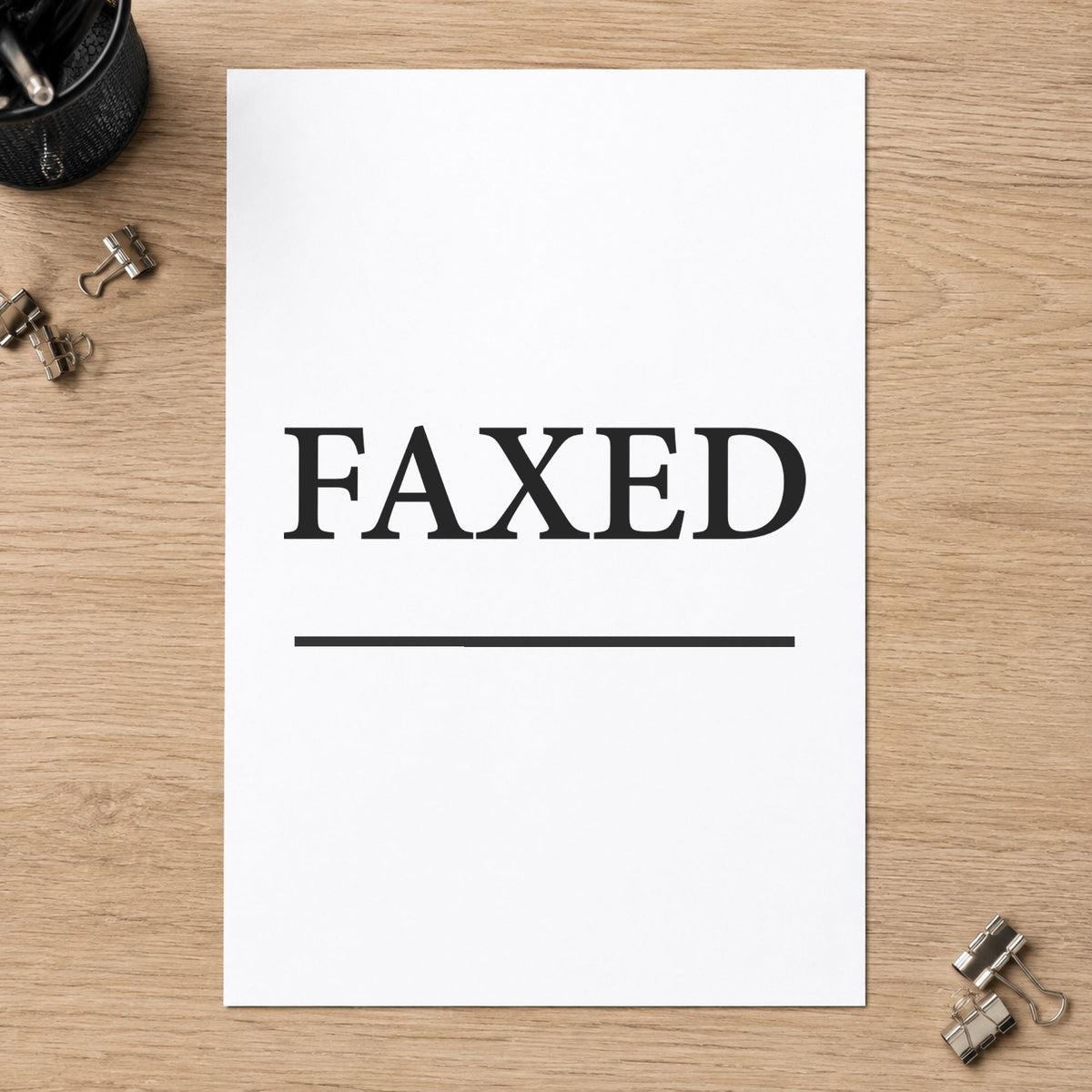"Faxed" mark added to paperwork with a pre-inked Xstamper stamp