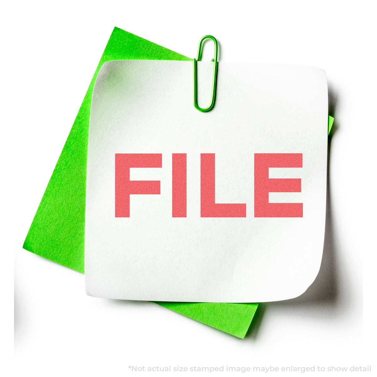 "File" stamp impression on light paper stock, Red File Stamp