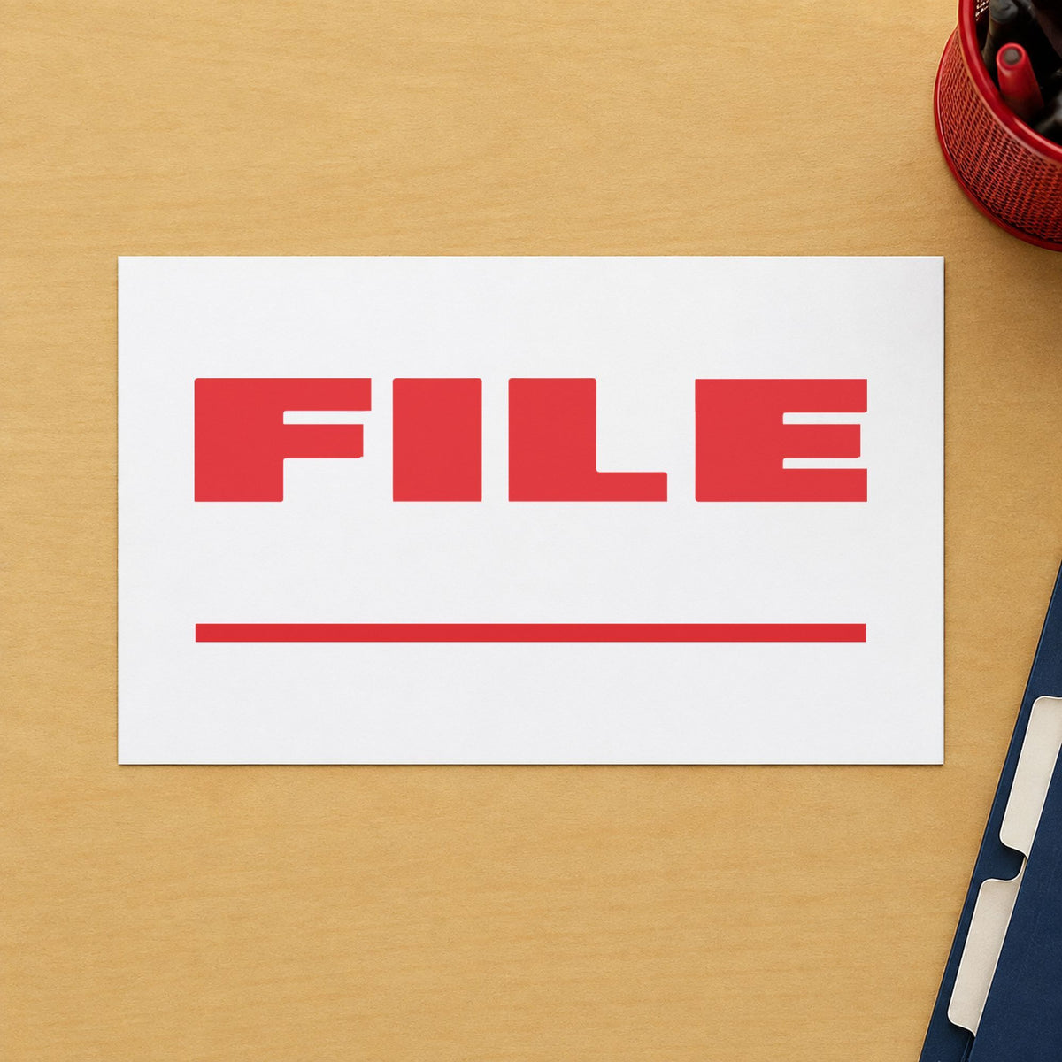 Marking a page "File" with the Xstamper File Stamp – Bold Red Pre-Inked