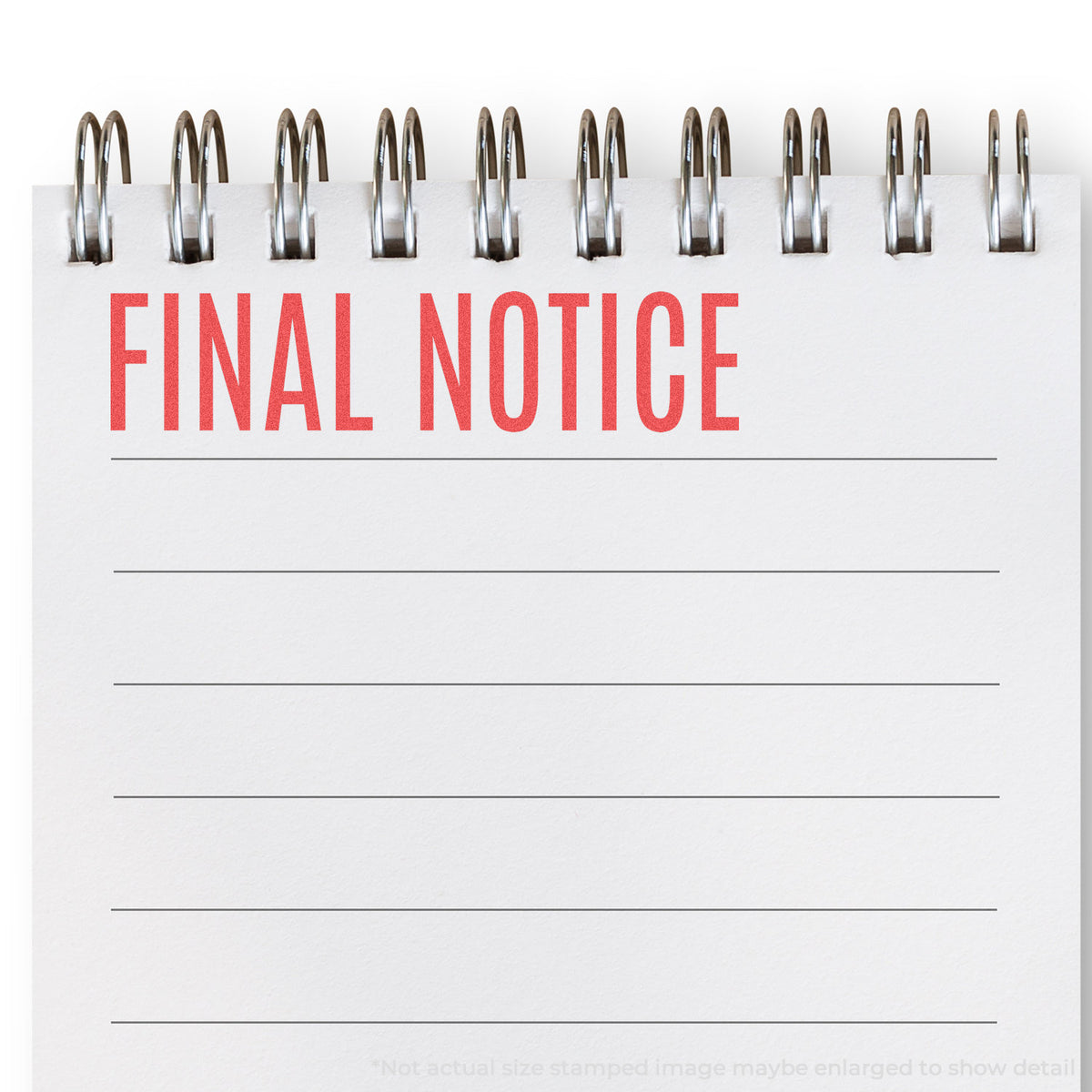 "Final notice" mark stamped for document handling, Xstamper 1014 stamp