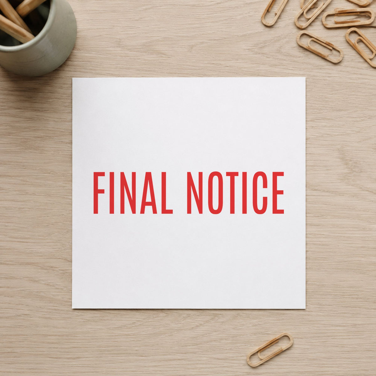 "Final notice" stamp mark in everyday office use, Xstamper 1014