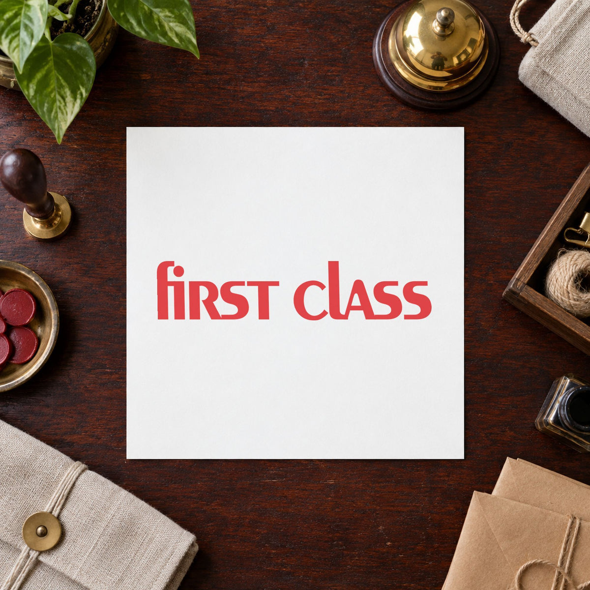 "First class" mark added to paperwork with a pre-inked Xstamper stamp